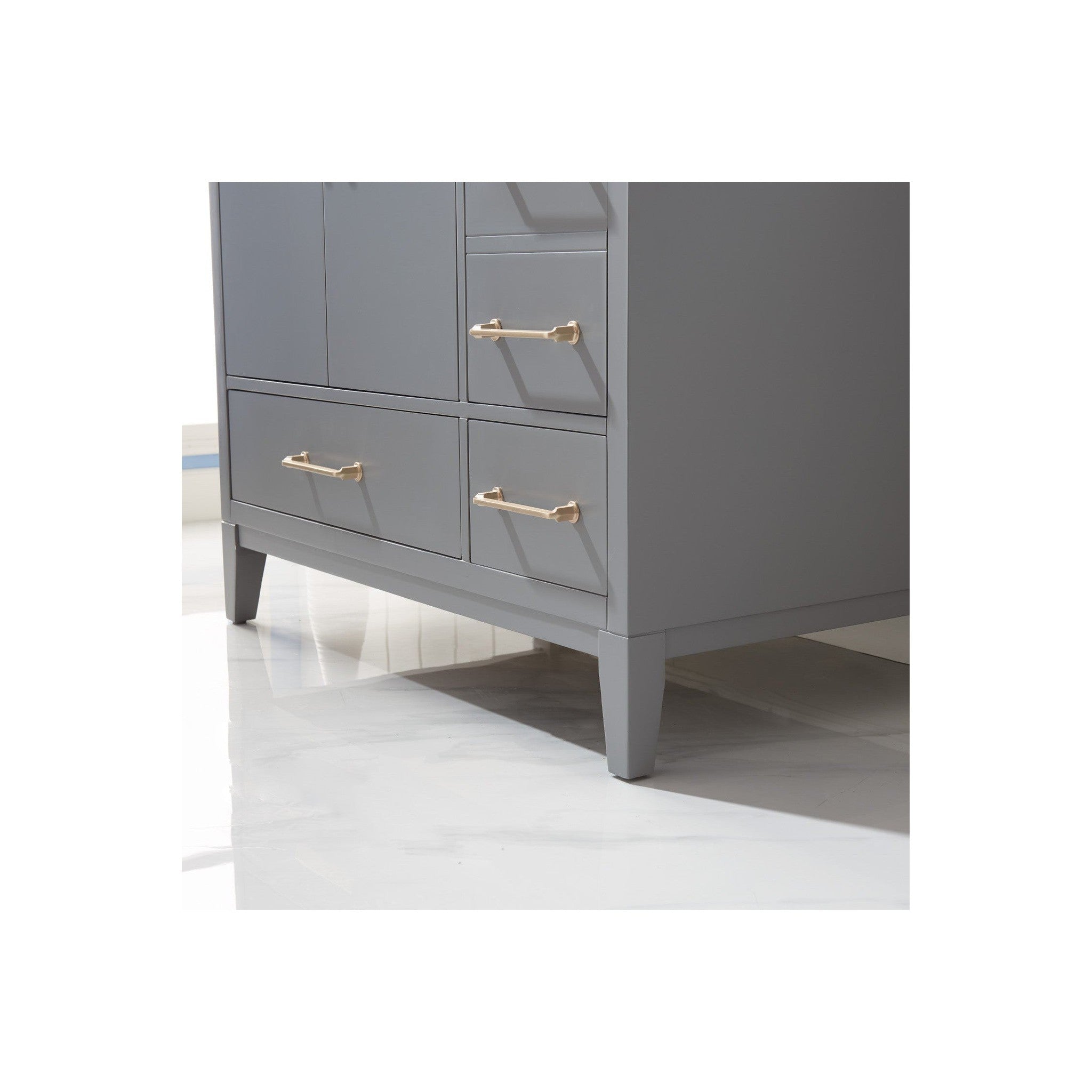 Sutton 36" Single Bathroom Vanity Set in Gray and Carrara White Marble Countertop without Mirror