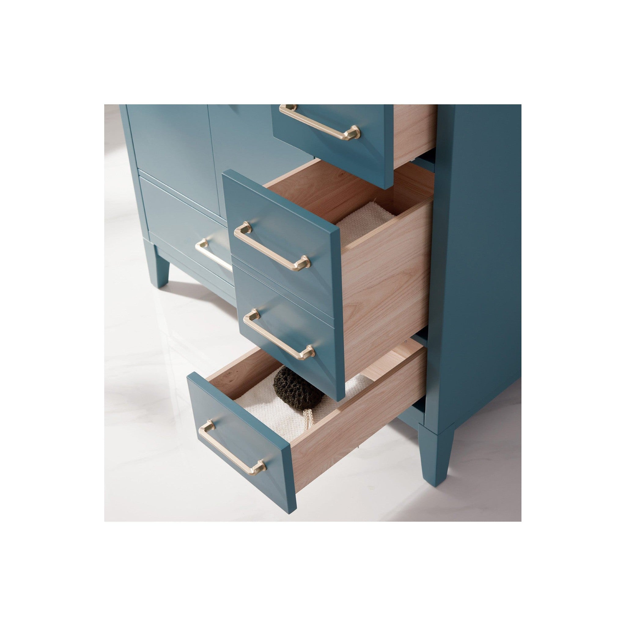 Sutton 36" Single Bathroom Vanity Set in Royal Green and Carrara White Marble Countertop without Mirror