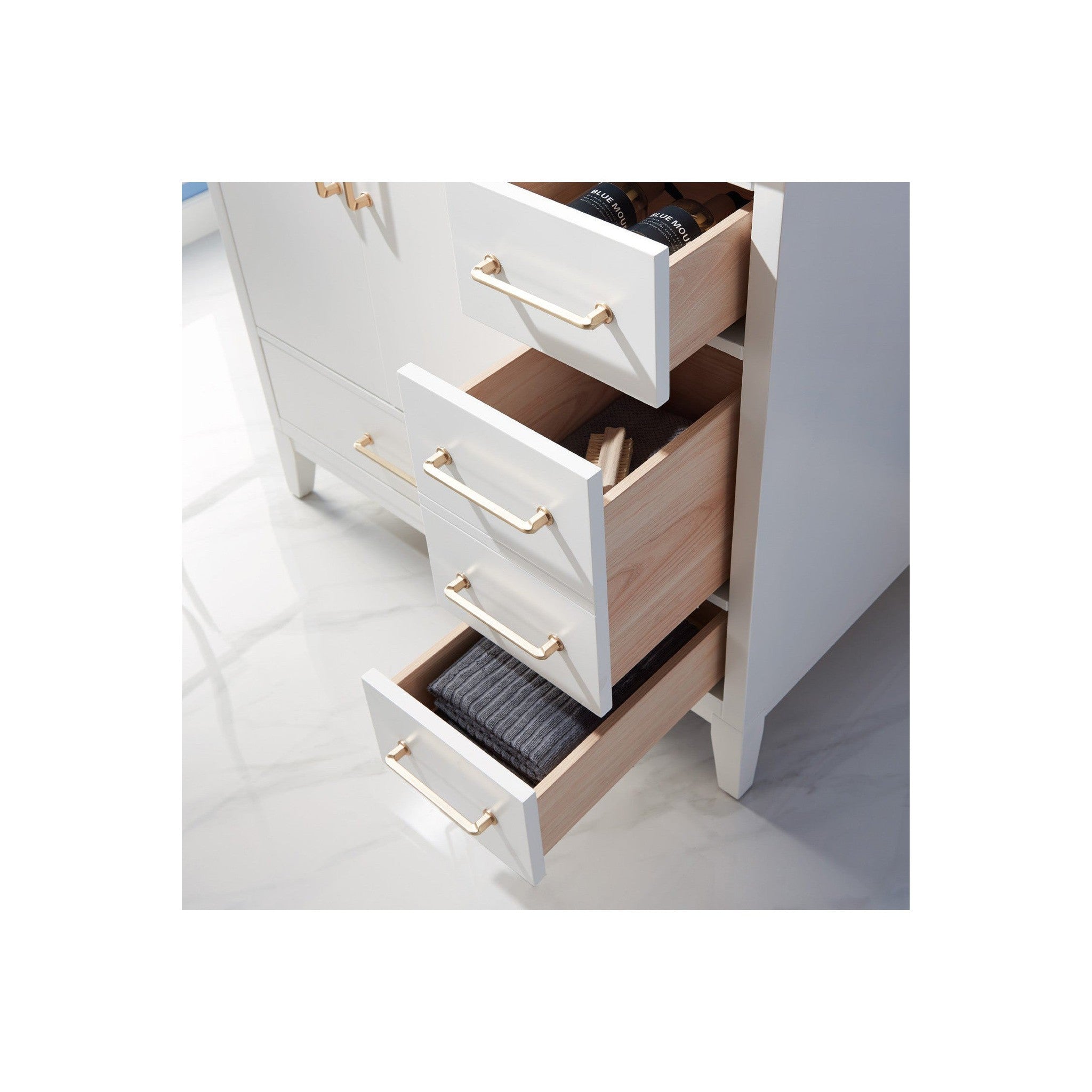 Sutton 36" Single Bathroom Vanity Set in White and Carrara White Marble Countertop with Mirror