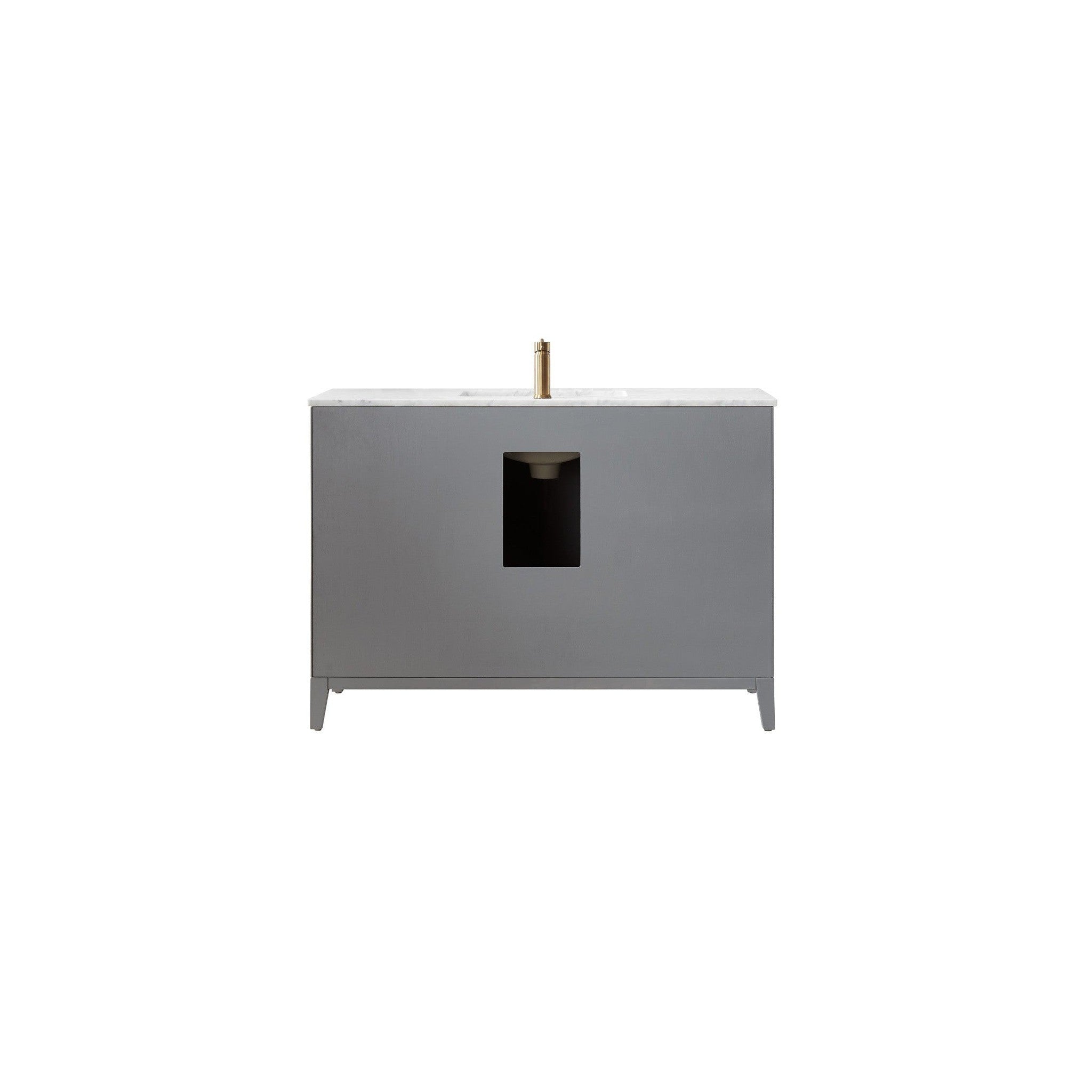 Sutton 48" Single Bathroom Vanity Set in Gray and Carrara White Marble Countertop without Mirror
