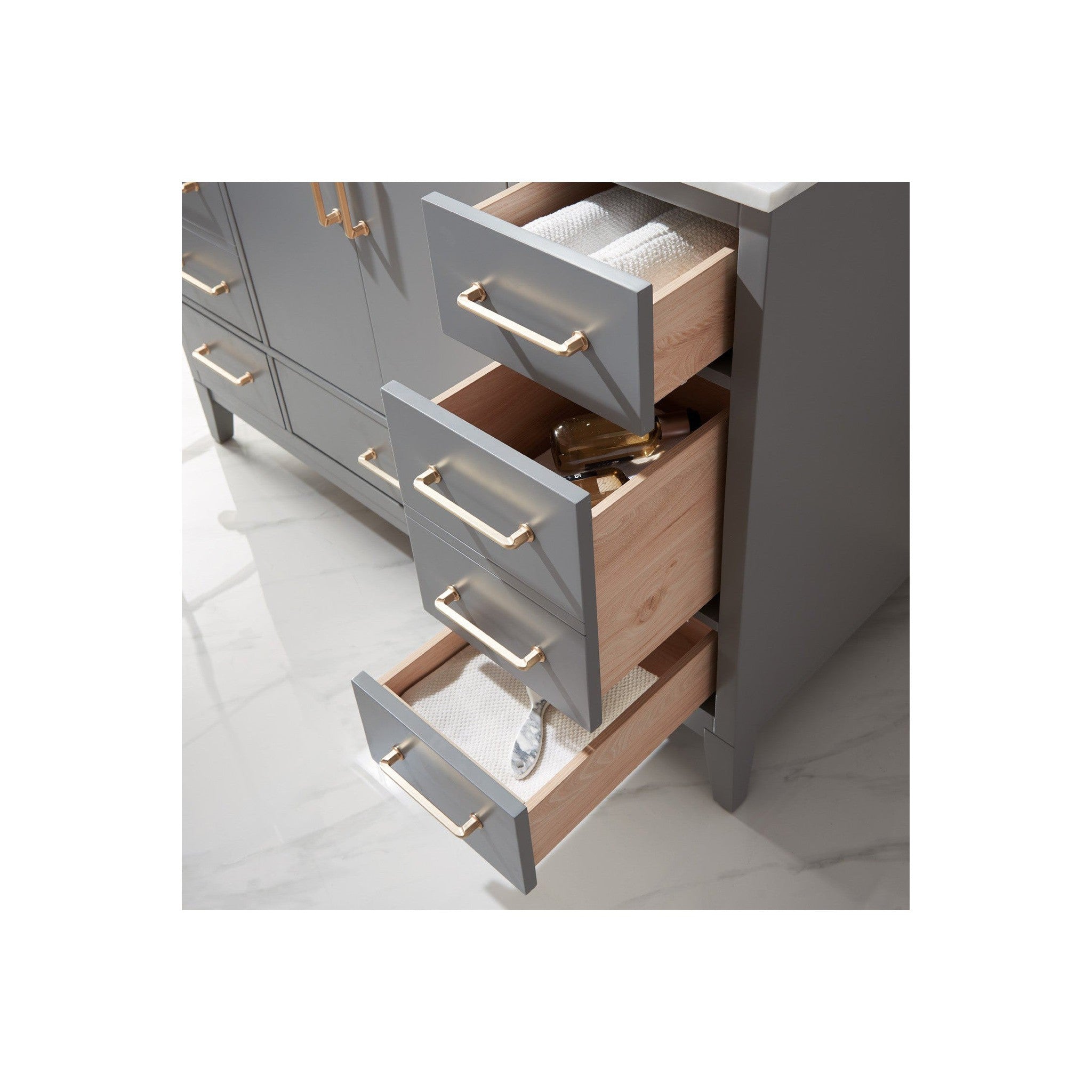 Sutton 48" Single Bathroom Vanity Set in Gray and Carrara White Marble Countertop with Mirror