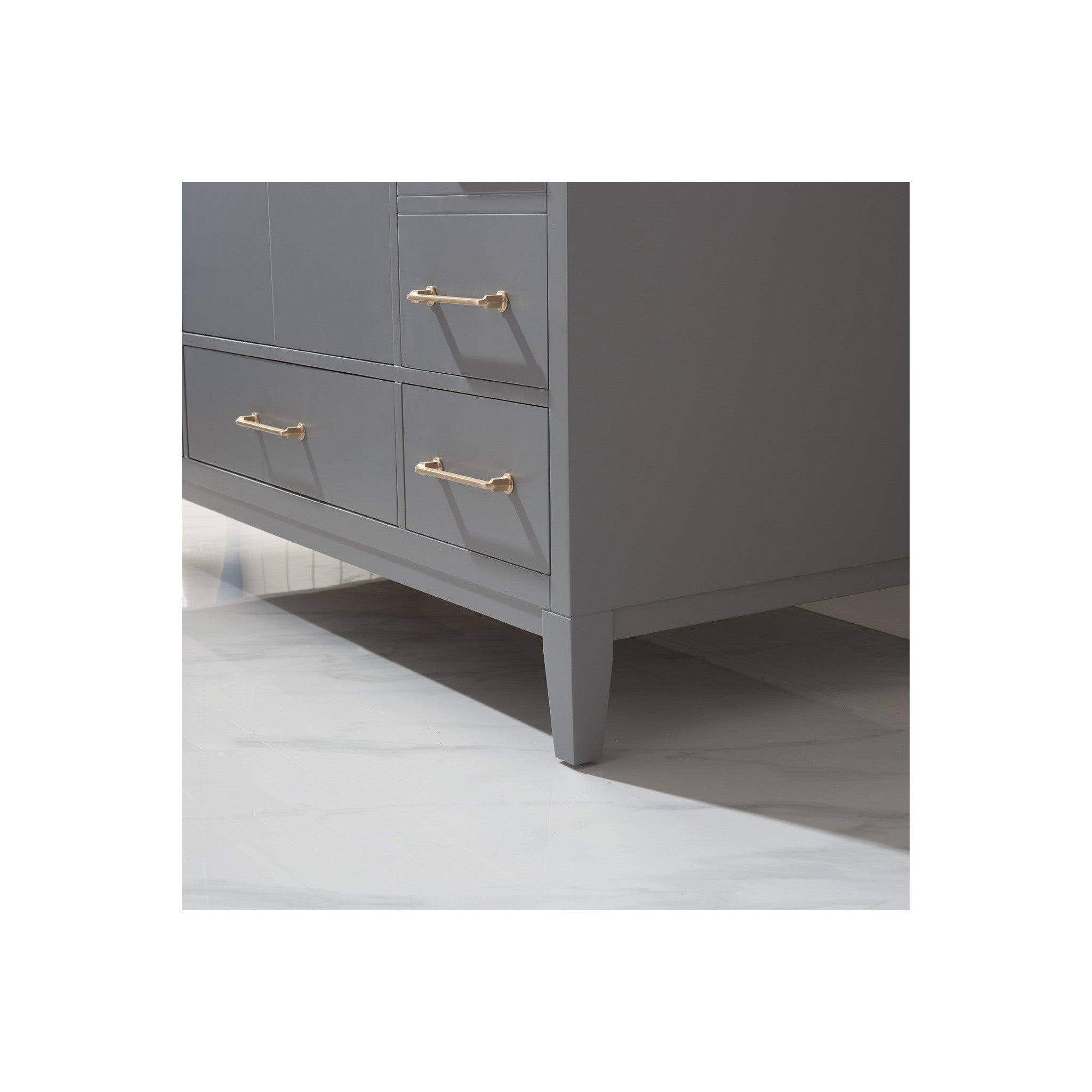 Sutton 48" Single Bathroom Vanity Set in Gray and Carrara White Marble Countertop with Mirror