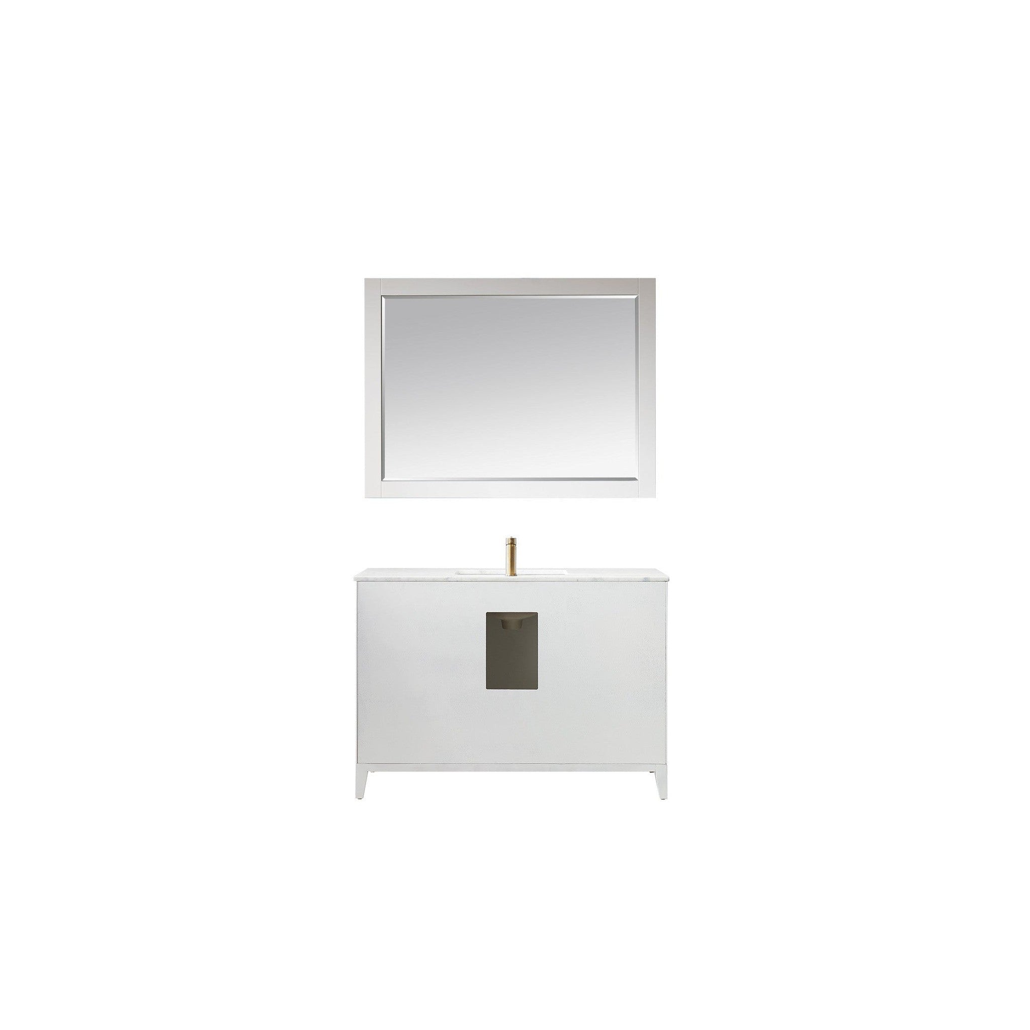 Sutton 48" Single Bathroom Vanity Set in White and Carrara White Marble Countertop with Mirror