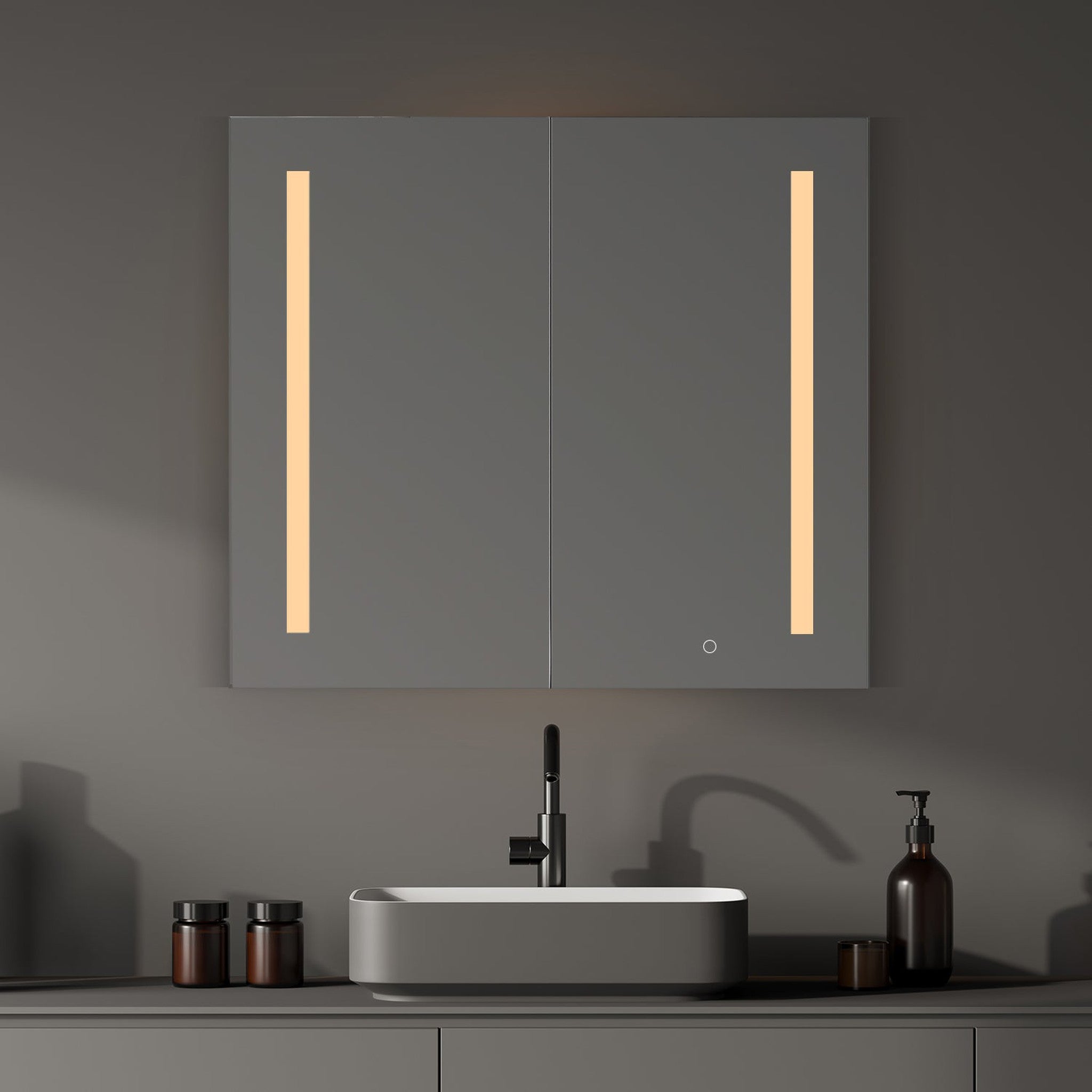 Catola Rectangle 36" Frameless Surface-Mount/Recessed LED Lighted Bathroom Medicine Cabinet