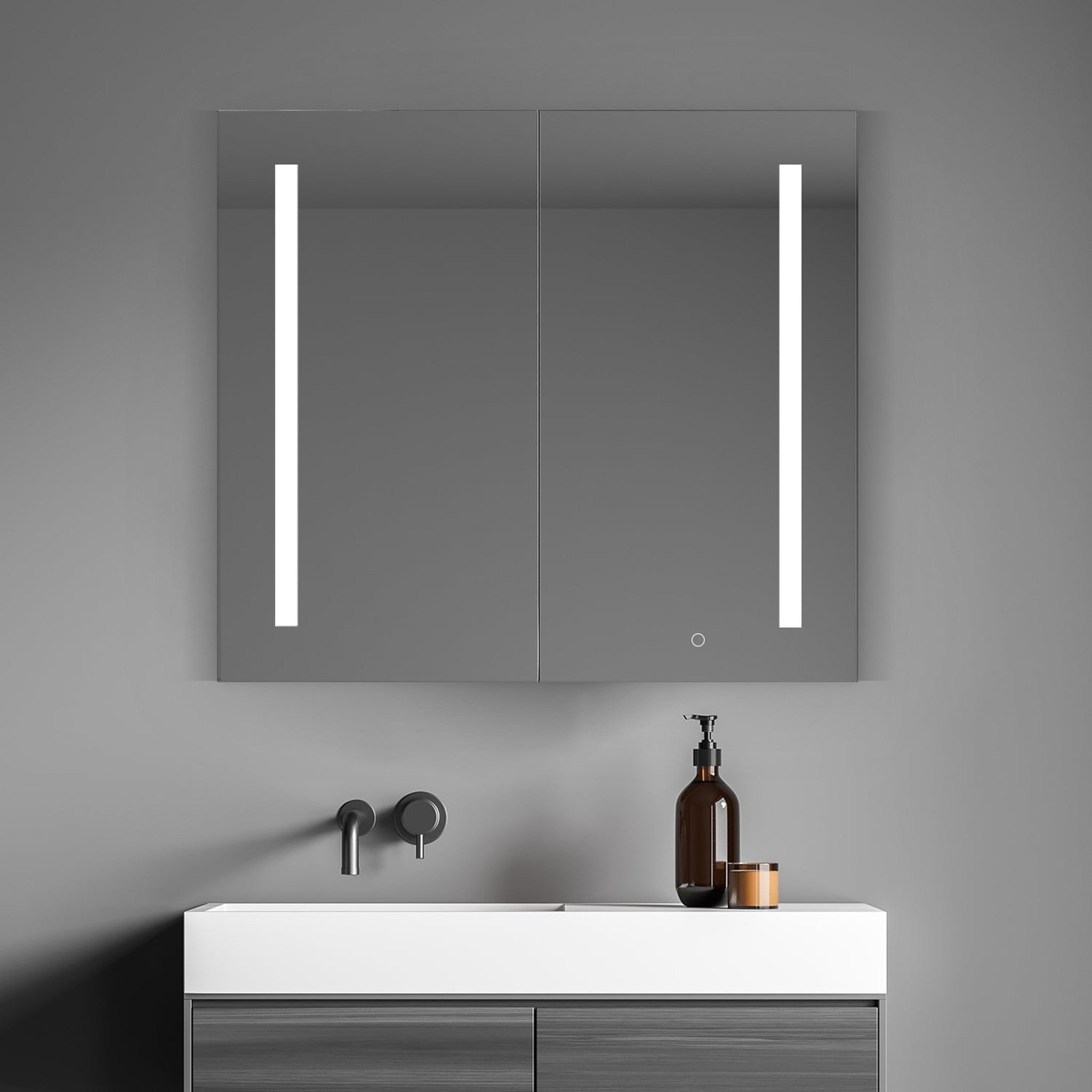 Catola Rectangle 36" Frameless Surface-Mount/Recessed LED Lighted Bathroom Medicine Cabinet