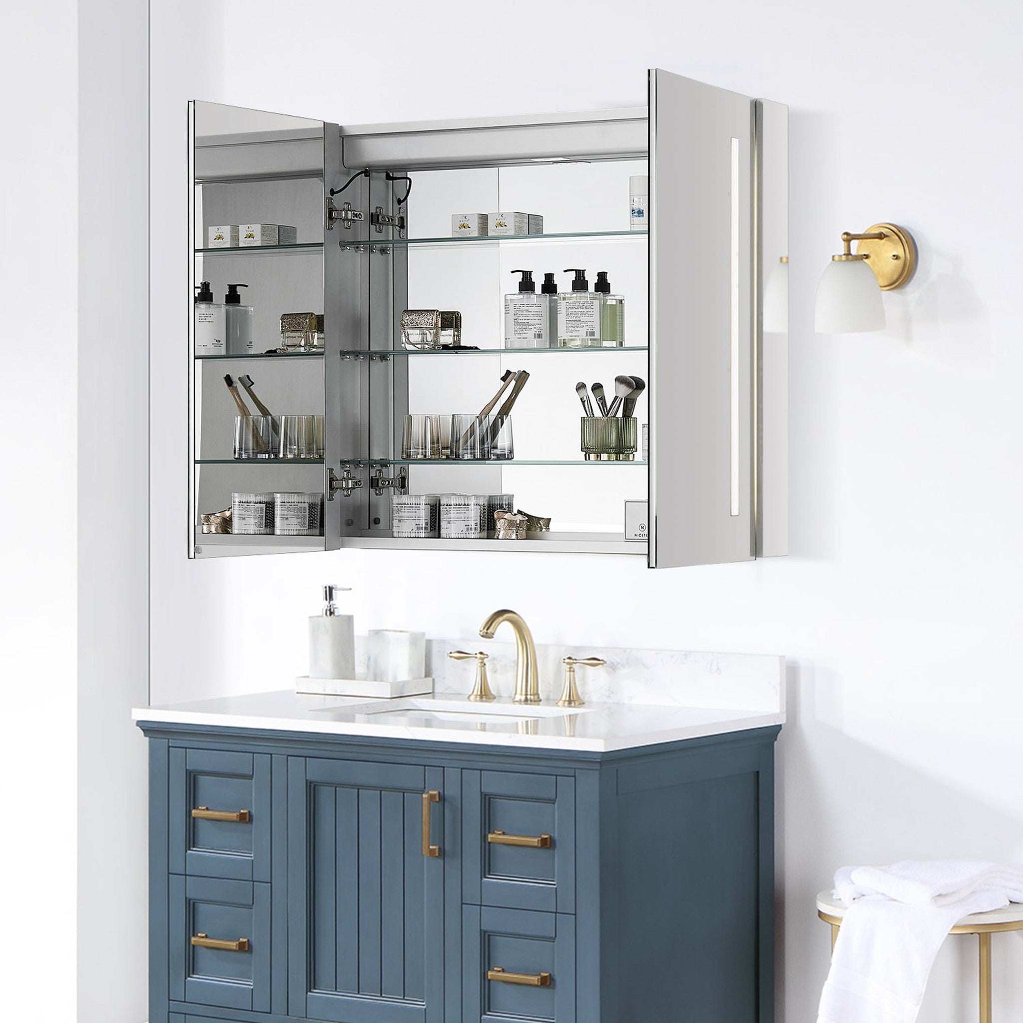 Catola Rectangle 36" Frameless Surface-Mount/Recessed LED Lighted Bathroom Medicine Cabinet