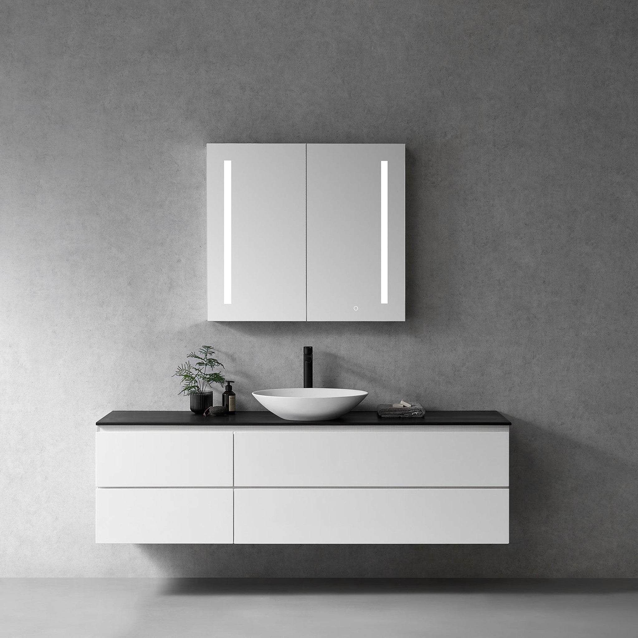 Catola Rectangle 36" Frameless Surface-Mount/Recessed LED Lighted Bathroom Medicine Cabinet