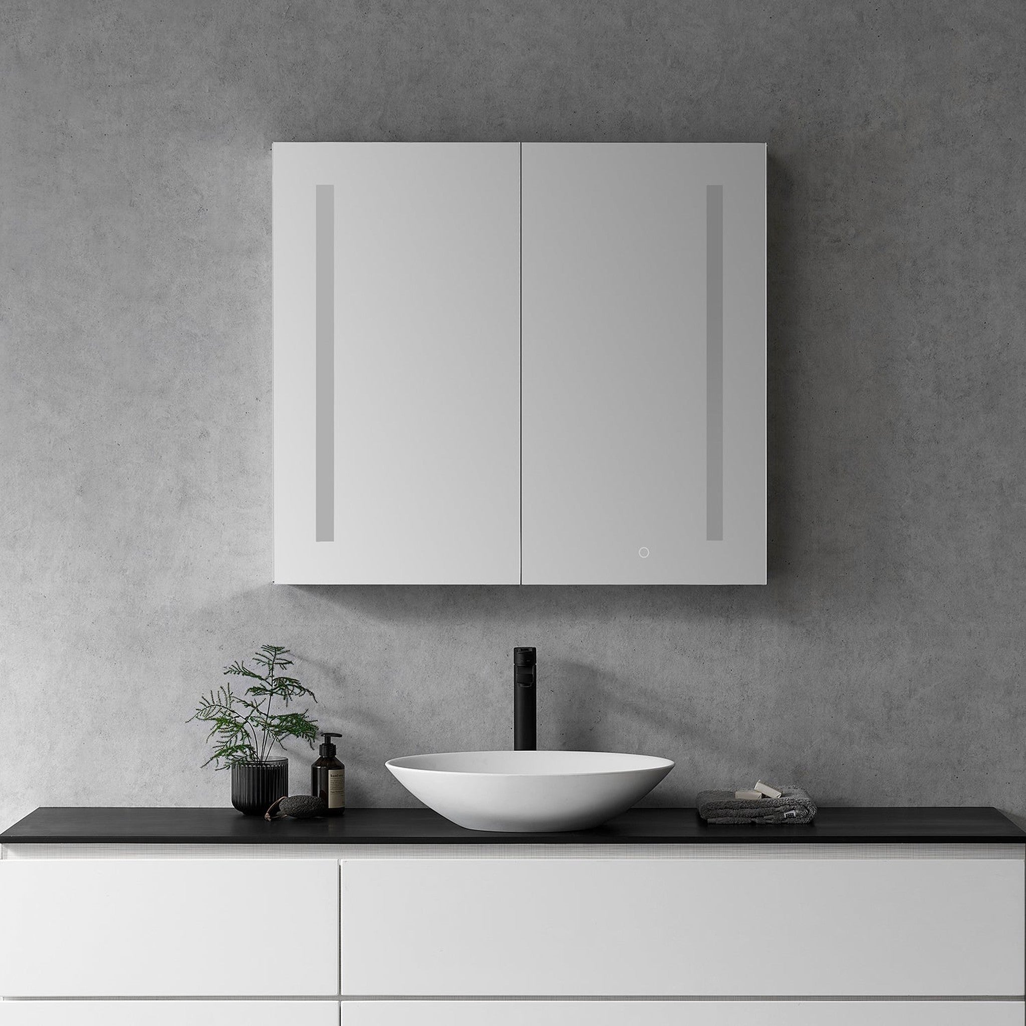 Catola Rectangle 36" Frameless Surface-Mount/Recessed LED Lighted Bathroom Medicine Cabinet