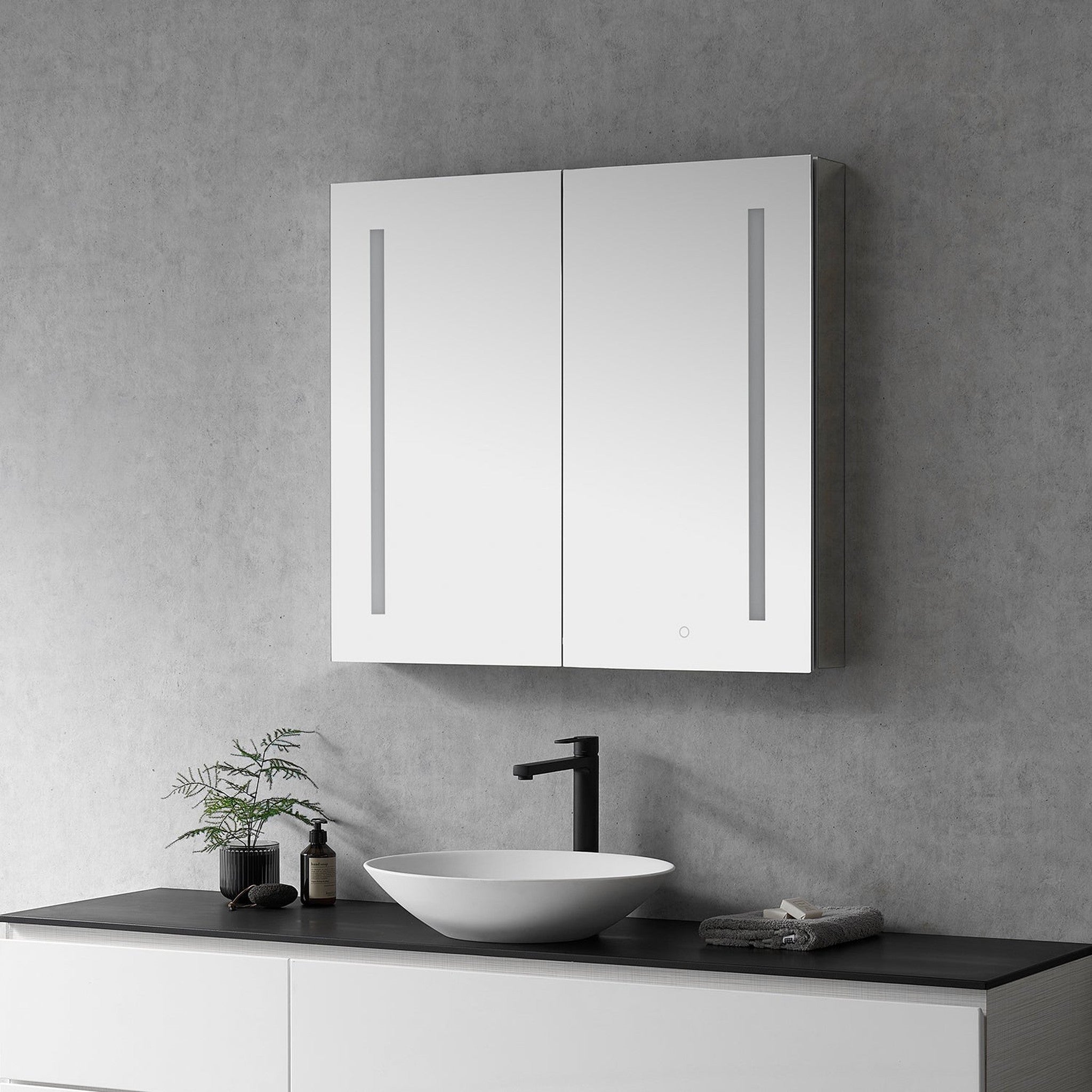 Catola Rectangle 36" Frameless Surface-Mount/Recessed LED Lighted Bathroom Medicine Cabinet
