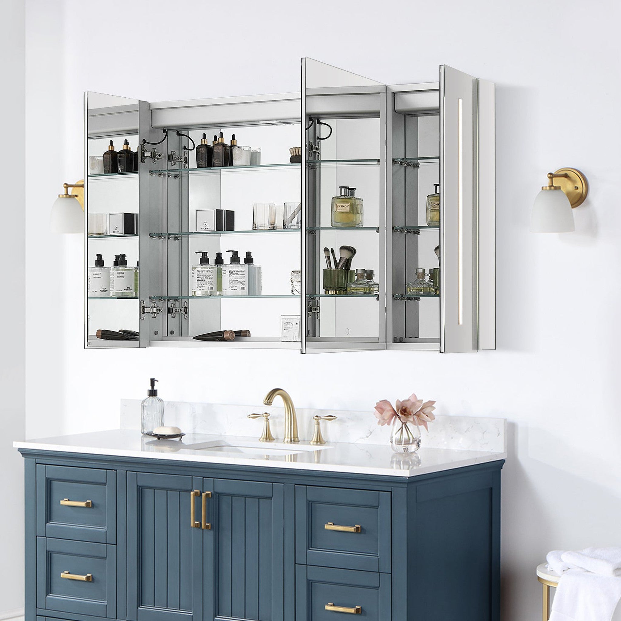 Catola Rectangle 48" Frameless Surface-Mount/Recessed LED Lighted Bathroom Medicine Cabinet