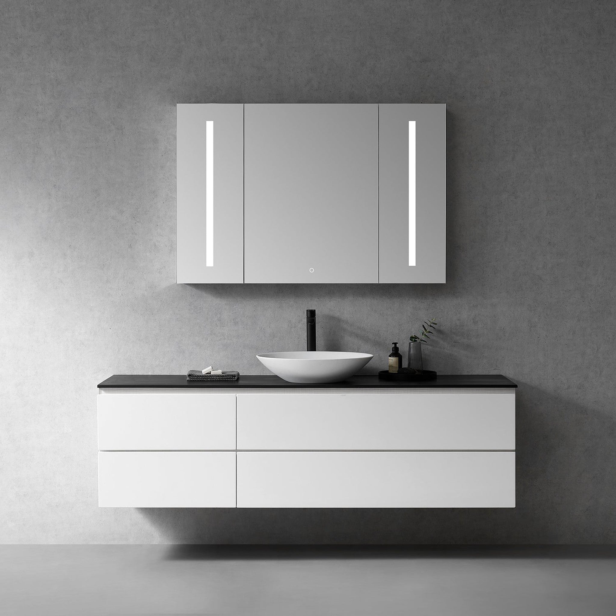 Catola Rectangle 48" Frameless Surface-Mount/Recessed LED Lighted Bathroom Medicine Cabinet