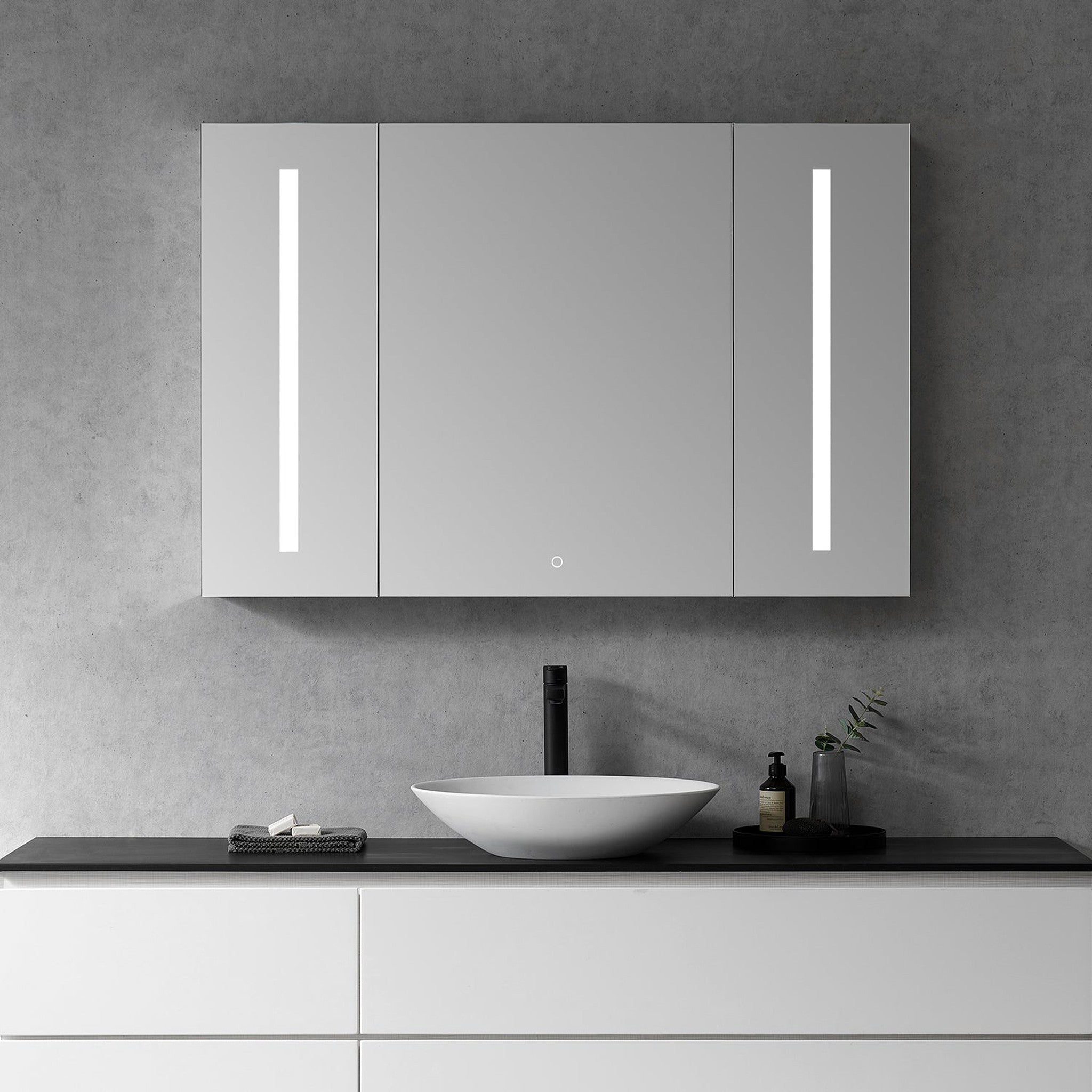 Catola Rectangle 48" Frameless Surface-Mount/Recessed LED Lighted Bathroom Medicine Cabinet