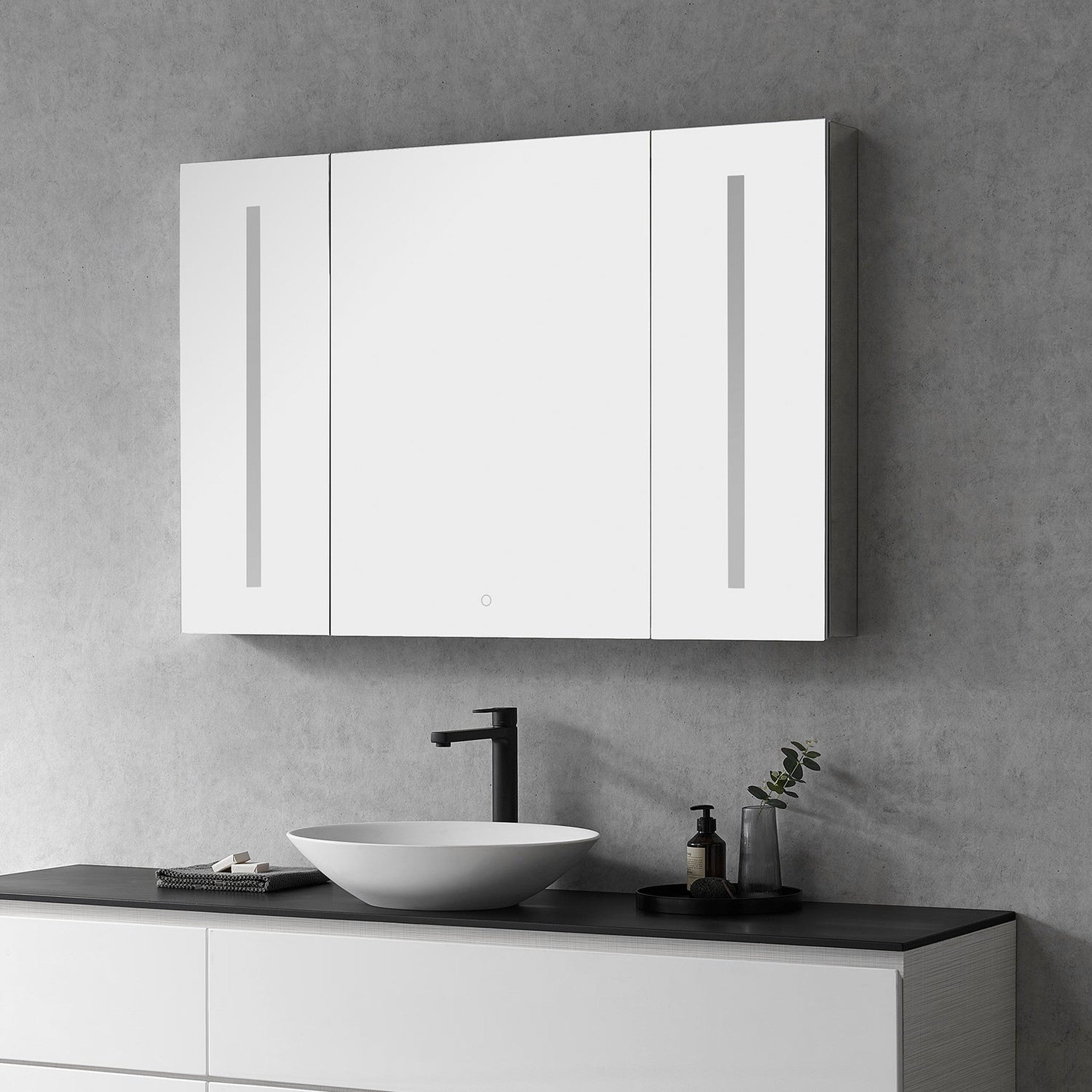 Catola Rectangle 48" Frameless Surface-Mount/Recessed LED Lighted Bathroom Medicine Cabinet