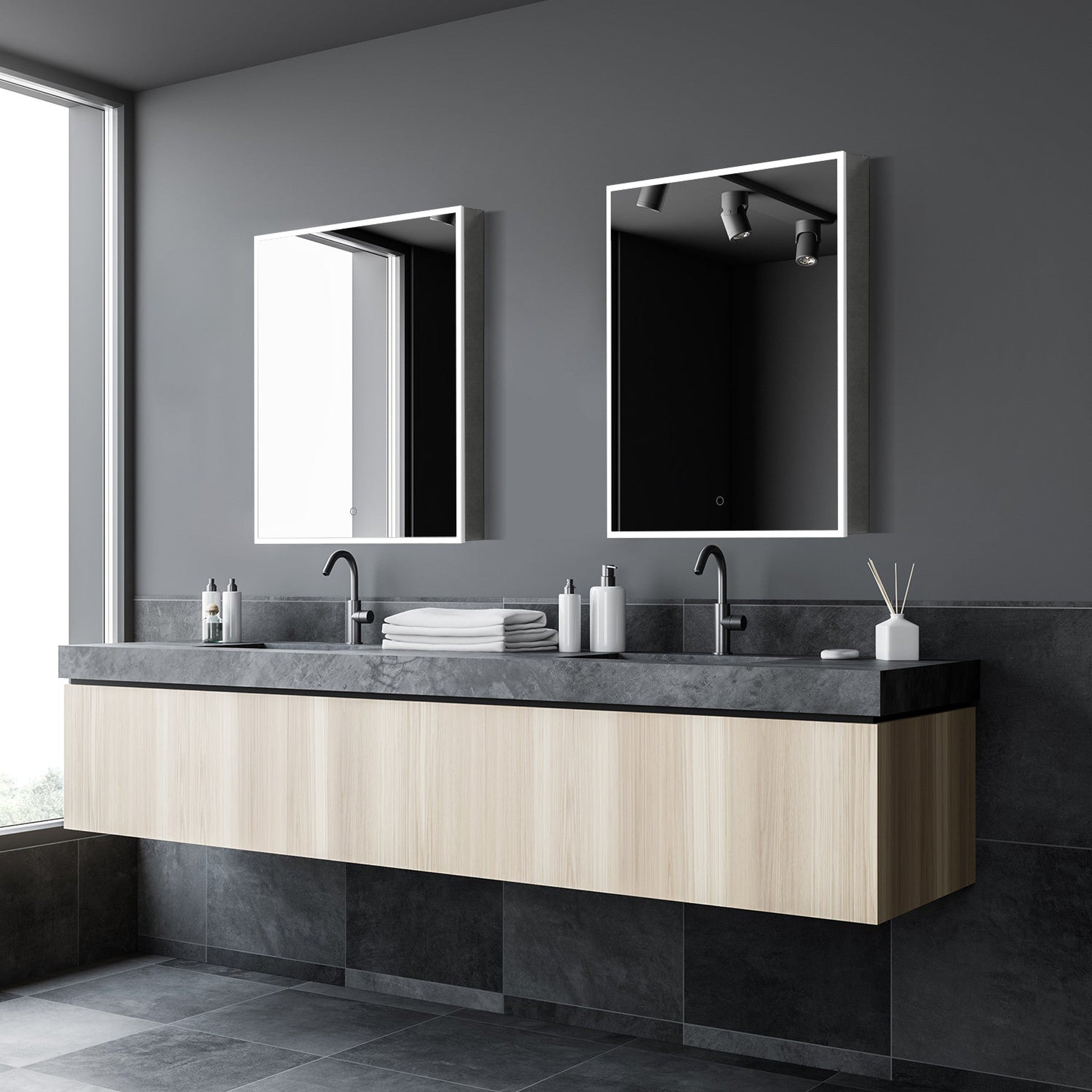 Carsoli Rectangle 24" Frameless Surface-Mount/Recessed LED Lighted Bathroom Medicine Cabinet