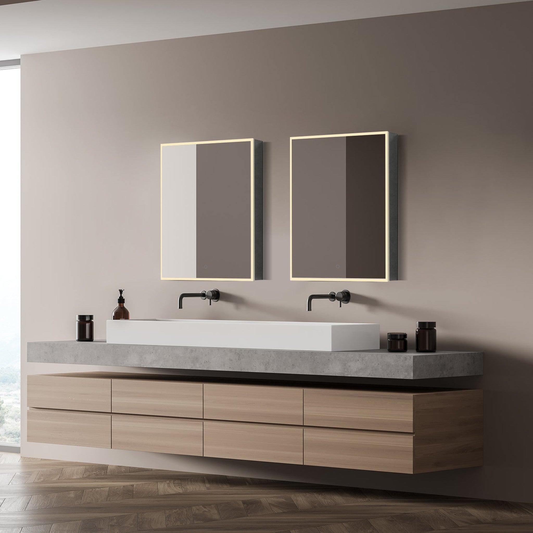 Carsoli Rectangle 24" Frameless Surface-Mount/Recessed LED Lighted Bathroom Medicine Cabinet