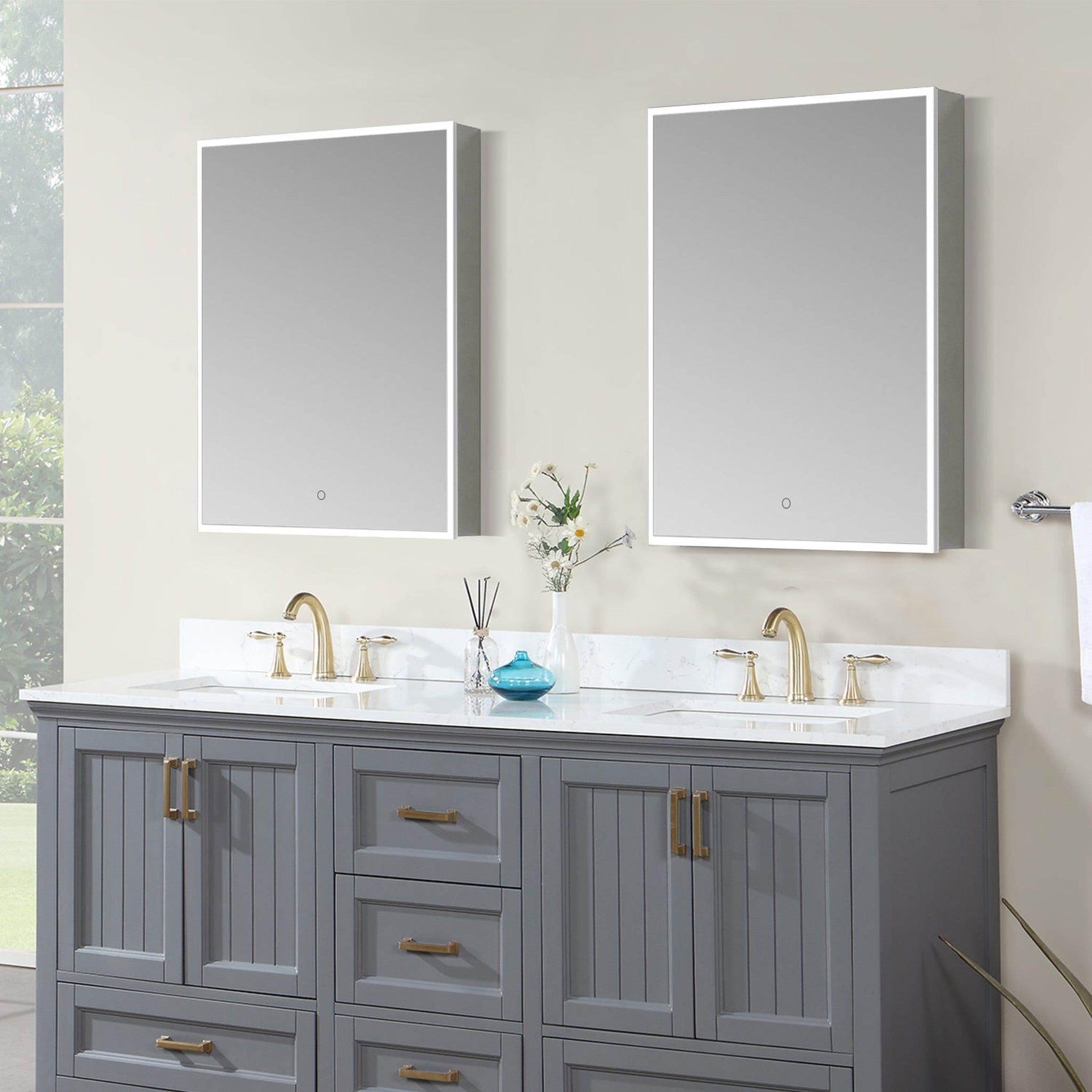 Carsoli Rectangle 24" Frameless Surface-Mount/Recessed LED Lighted Bathroom Medicine Cabinet