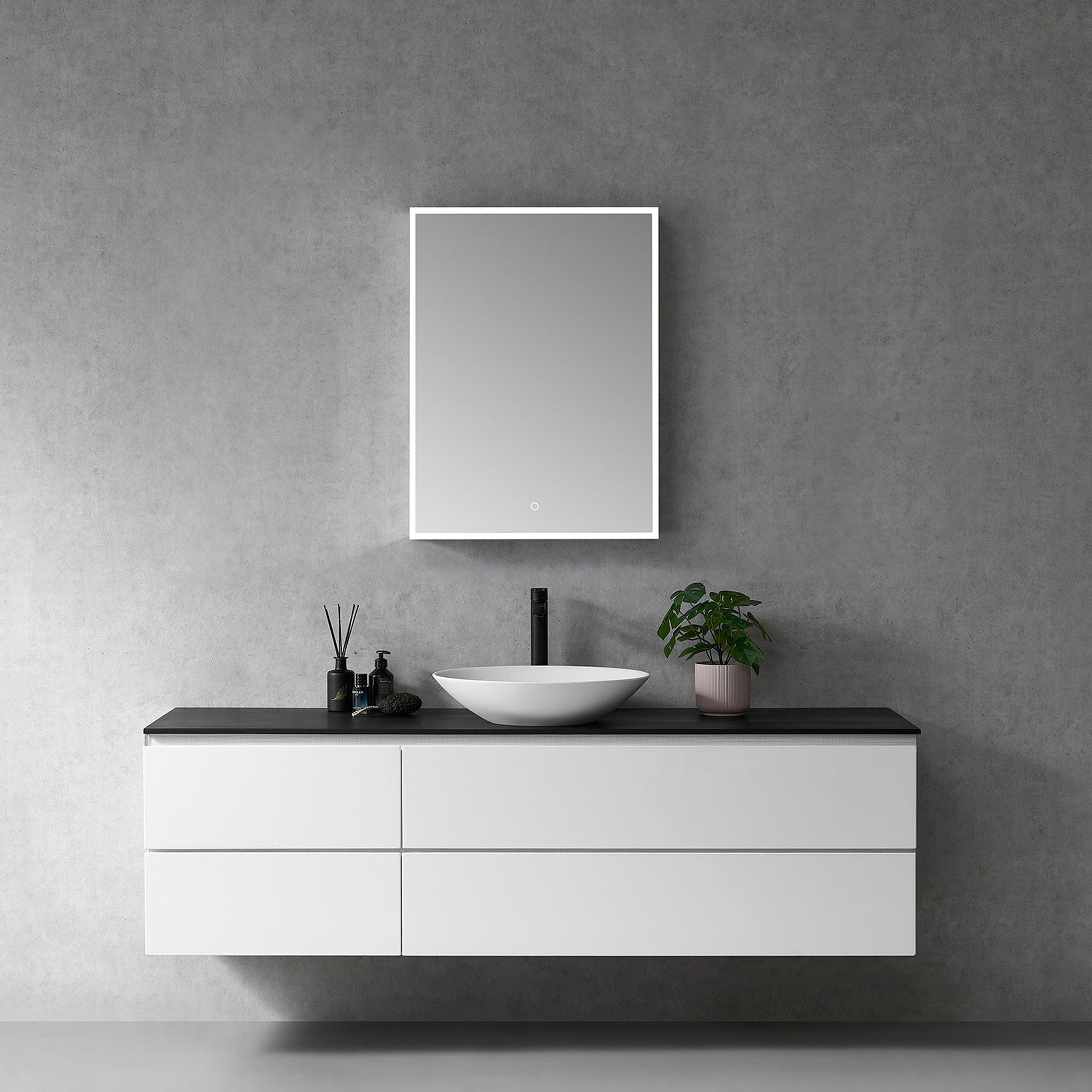 Carsoli Rectangle 24" Frameless Surface-Mount/Recessed LED Lighted Bathroom Medicine Cabinet