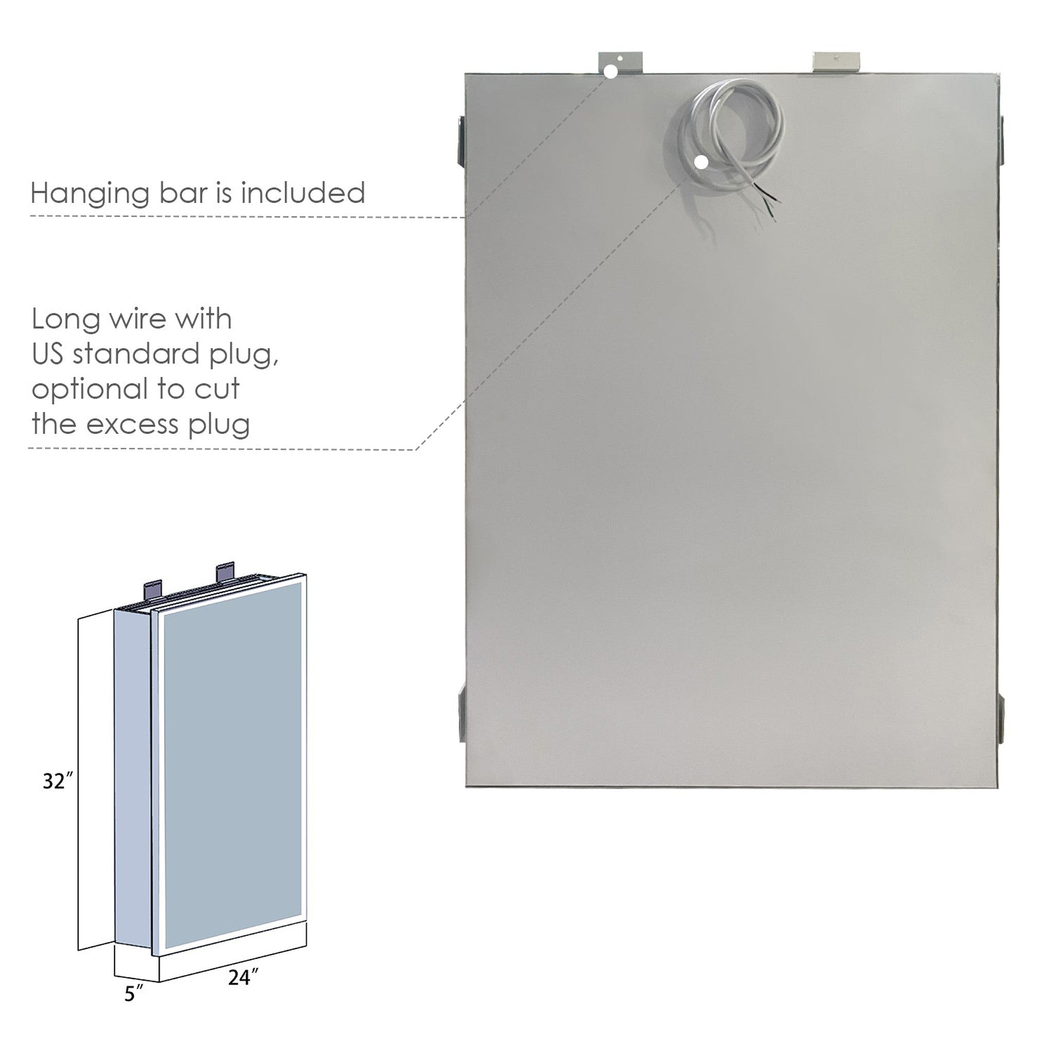 Carsoli Rectangle 24" Frameless Surface-Mount/Recessed LED Lighted Bathroom Medicine Cabinet