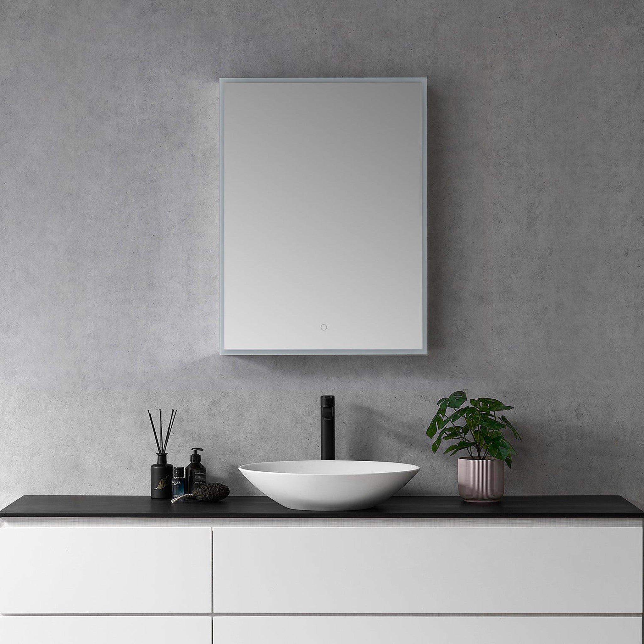 Carsoli Rectangle 24" Frameless Surface-Mount/Recessed LED Lighted Bathroom Medicine Cabinet