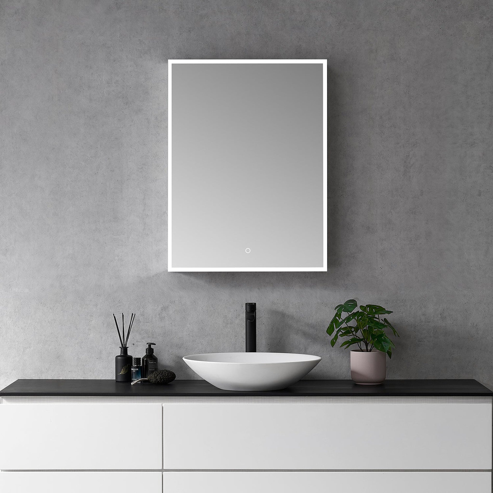 Carsoli Rectangle 24" Frameless Surface-Mount/Recessed LED Lighted Bathroom Medicine Cabinet