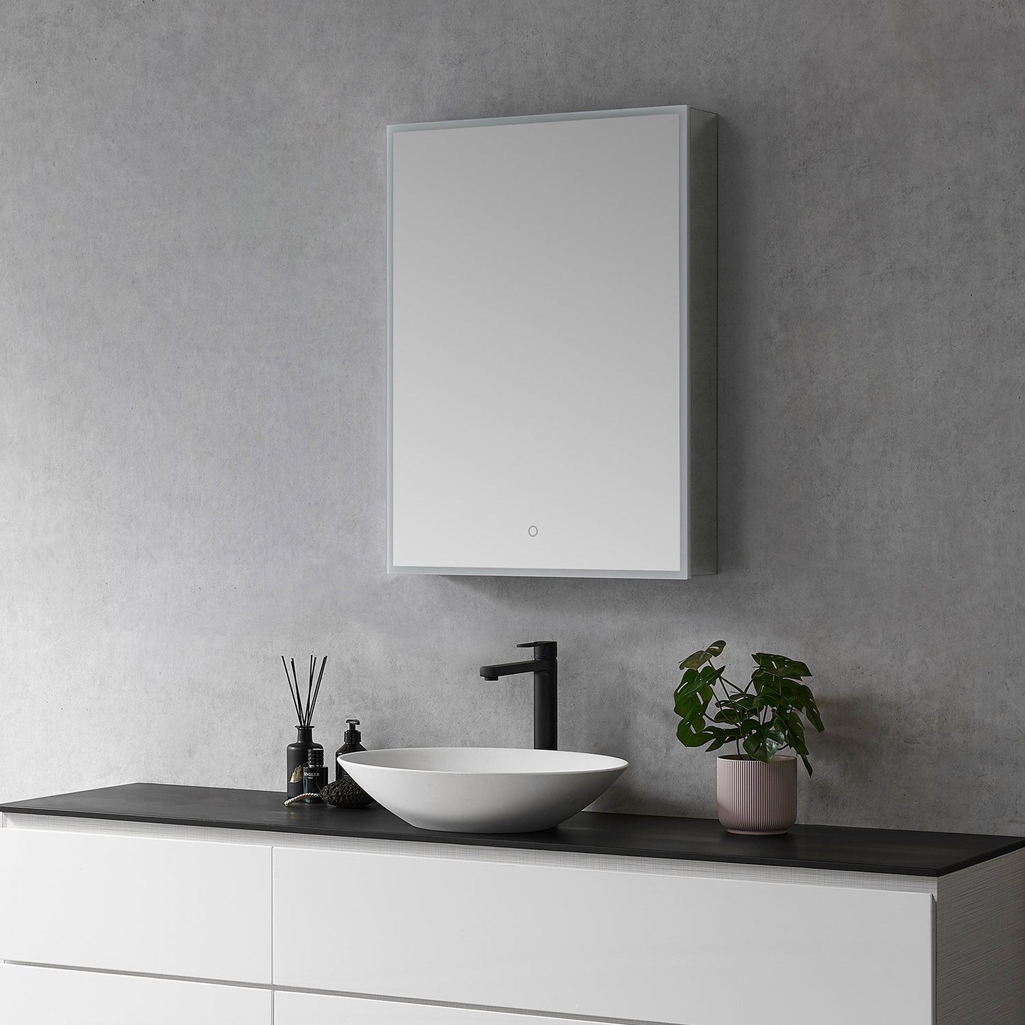 Carsoli Rectangle 24" Frameless Surface-Mount/Recessed LED Lighted Bathroom Medicine Cabinet