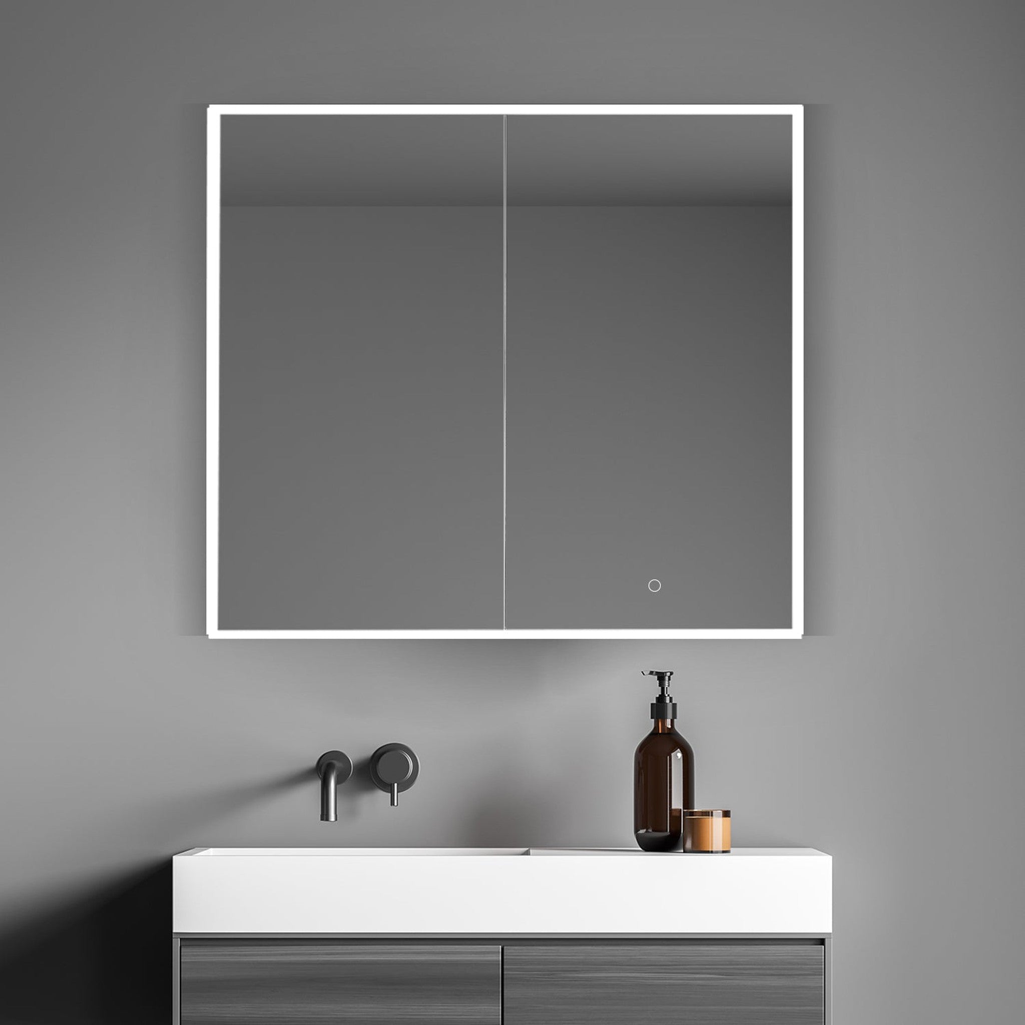 Carsoli Rectangle 36" Frameless Surface-Mount/Recessed LED Lighted Bathroom Medicine Cabinet