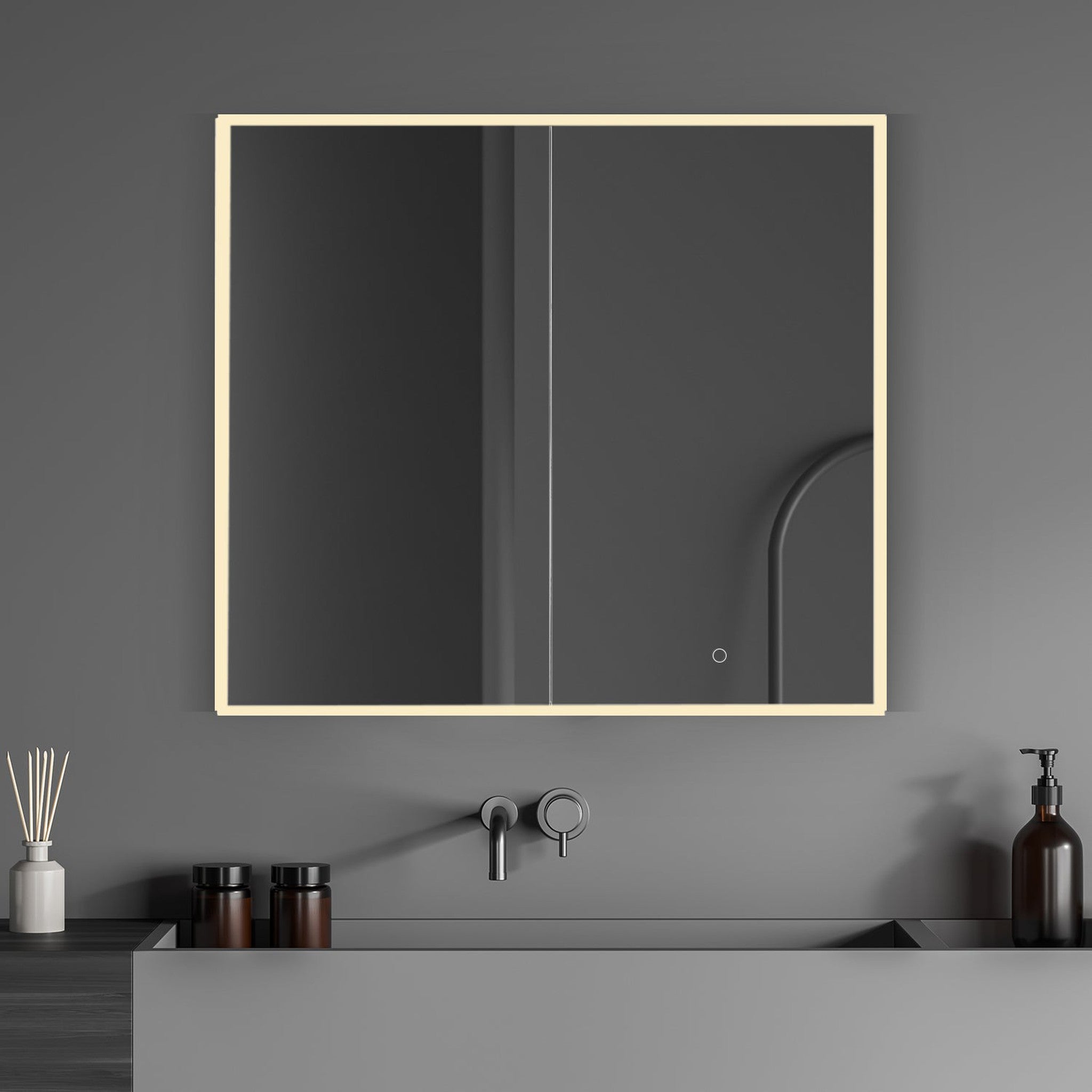 Carsoli Rectangle 36" Frameless Surface-Mount/Recessed LED Lighted Bathroom Medicine Cabinet