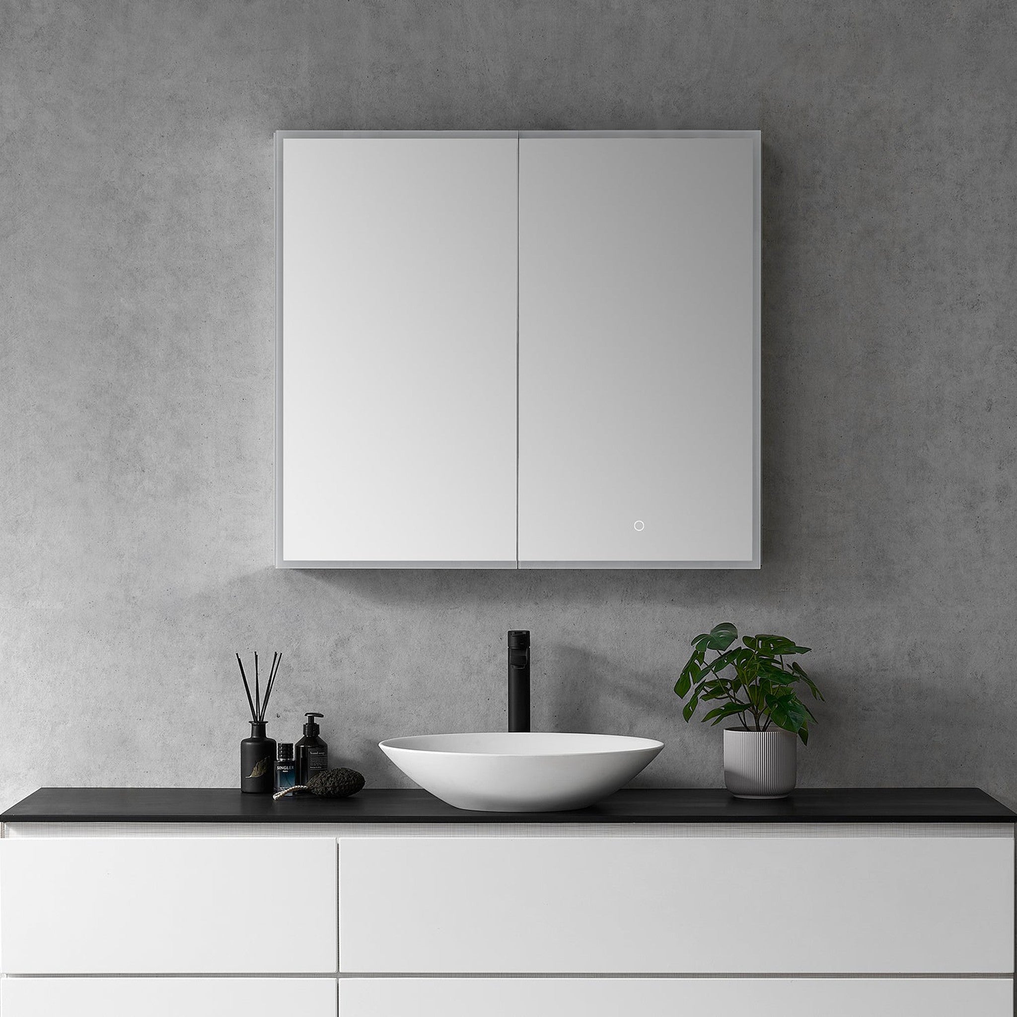 Carsoli Rectangle 36" Frameless Surface-Mount/Recessed LED Lighted Bathroom Medicine Cabinet