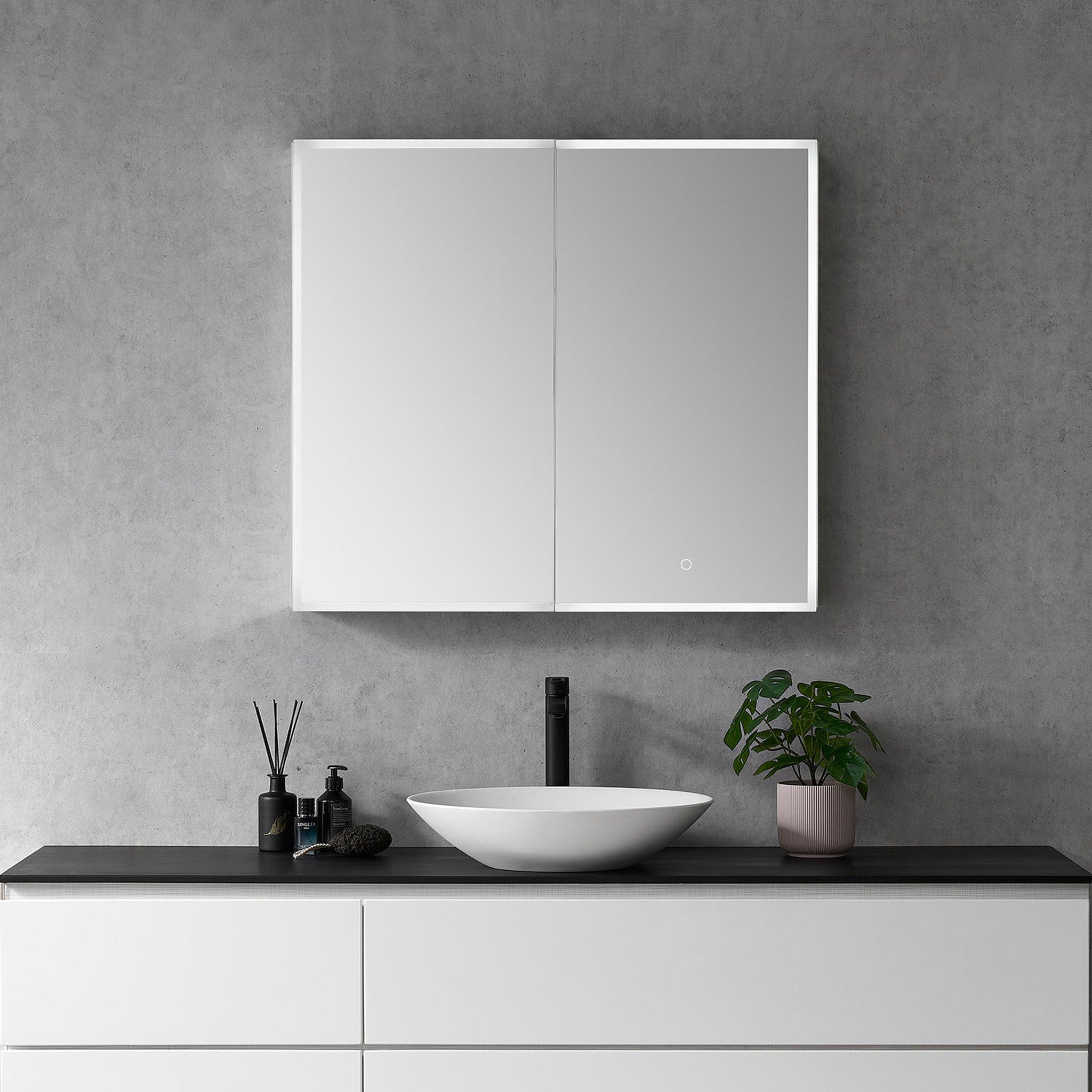 Carsoli Rectangle 36" Frameless Surface-Mount/Recessed LED Lighted Bathroom Medicine Cabinet