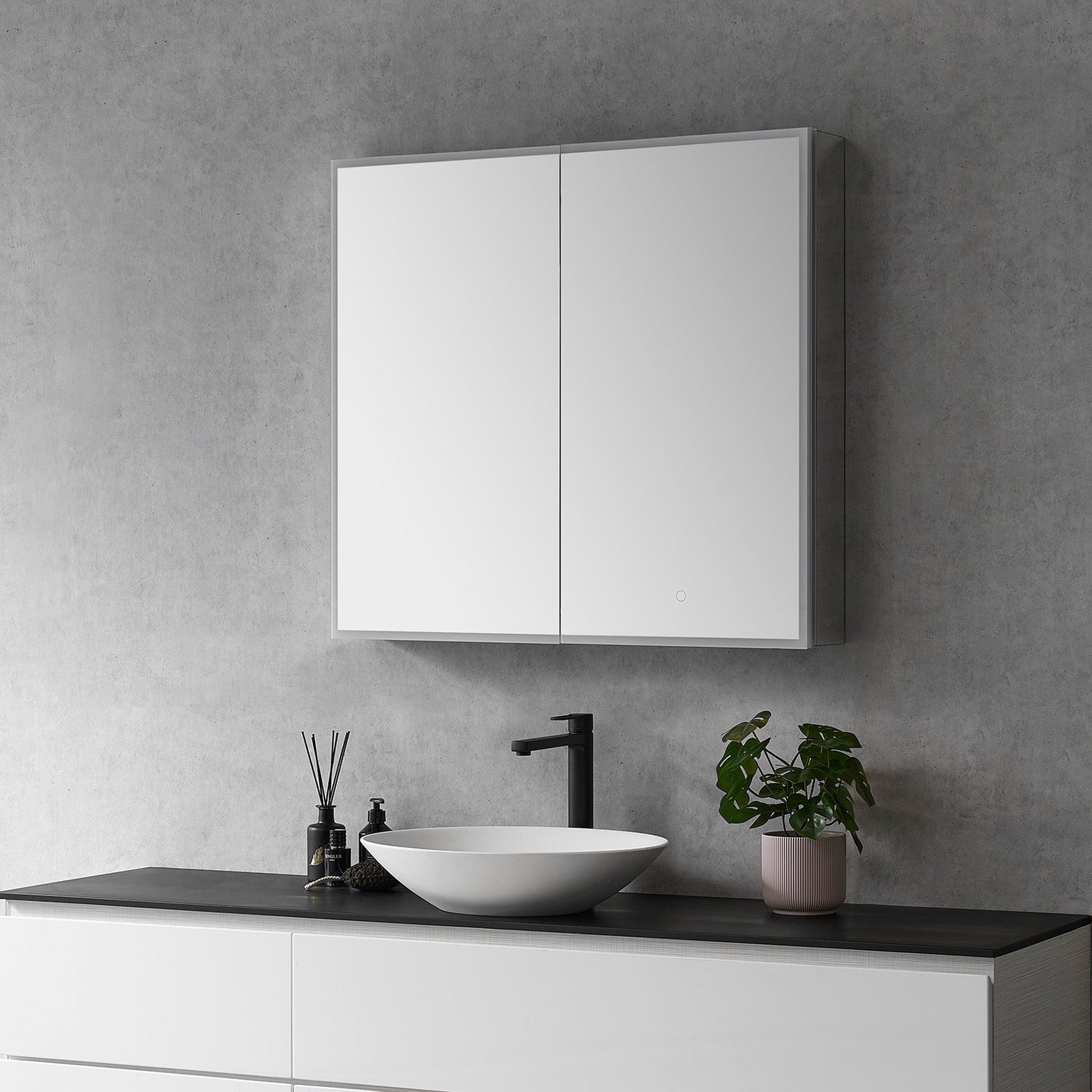 Carsoli Rectangle 36" Frameless Surface-Mount/Recessed LED Lighted Bathroom Medicine Cabinet