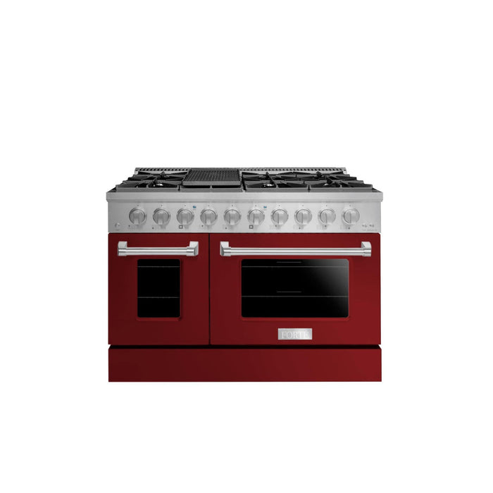 48 Inch Gas Freestanding Range in Burgundy