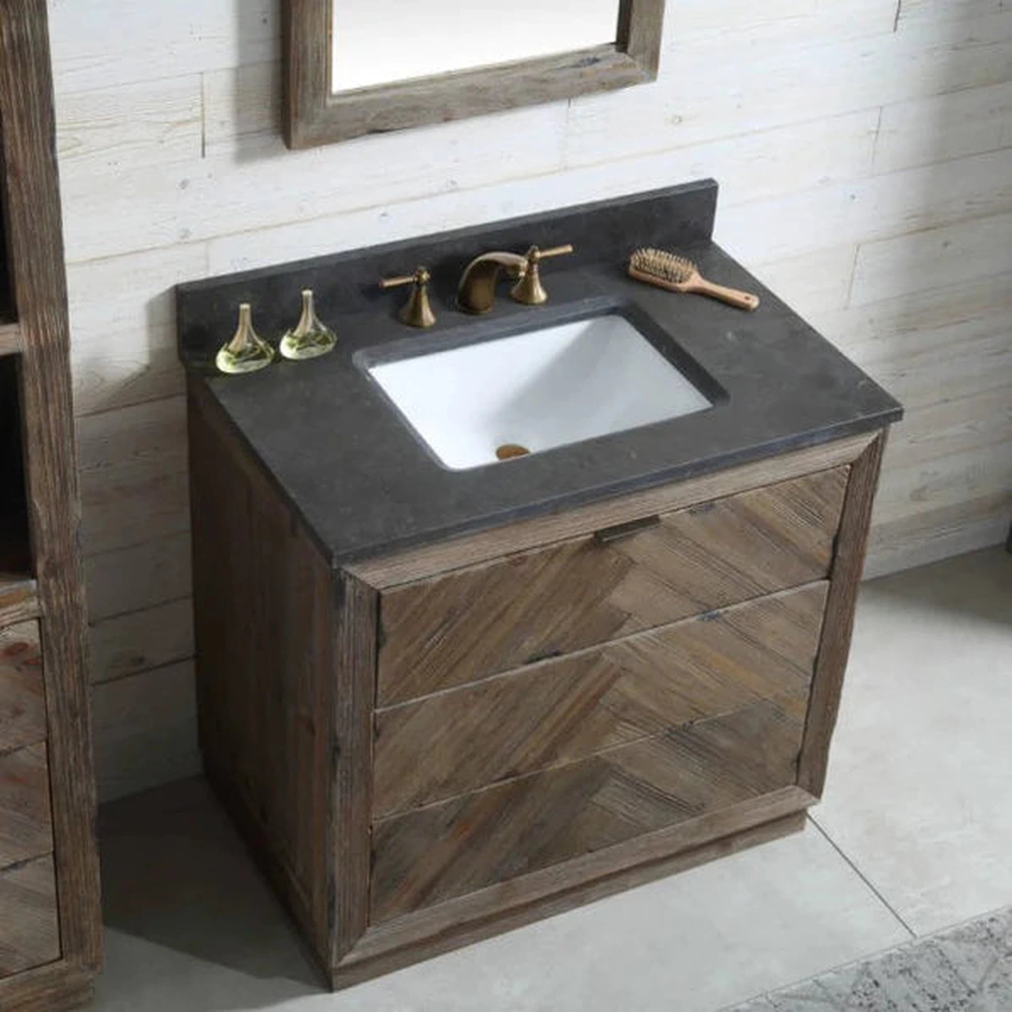 Legion Furniture WH8536 36 Inch Wood Vanity in Brown with Marble Top, No Faucet