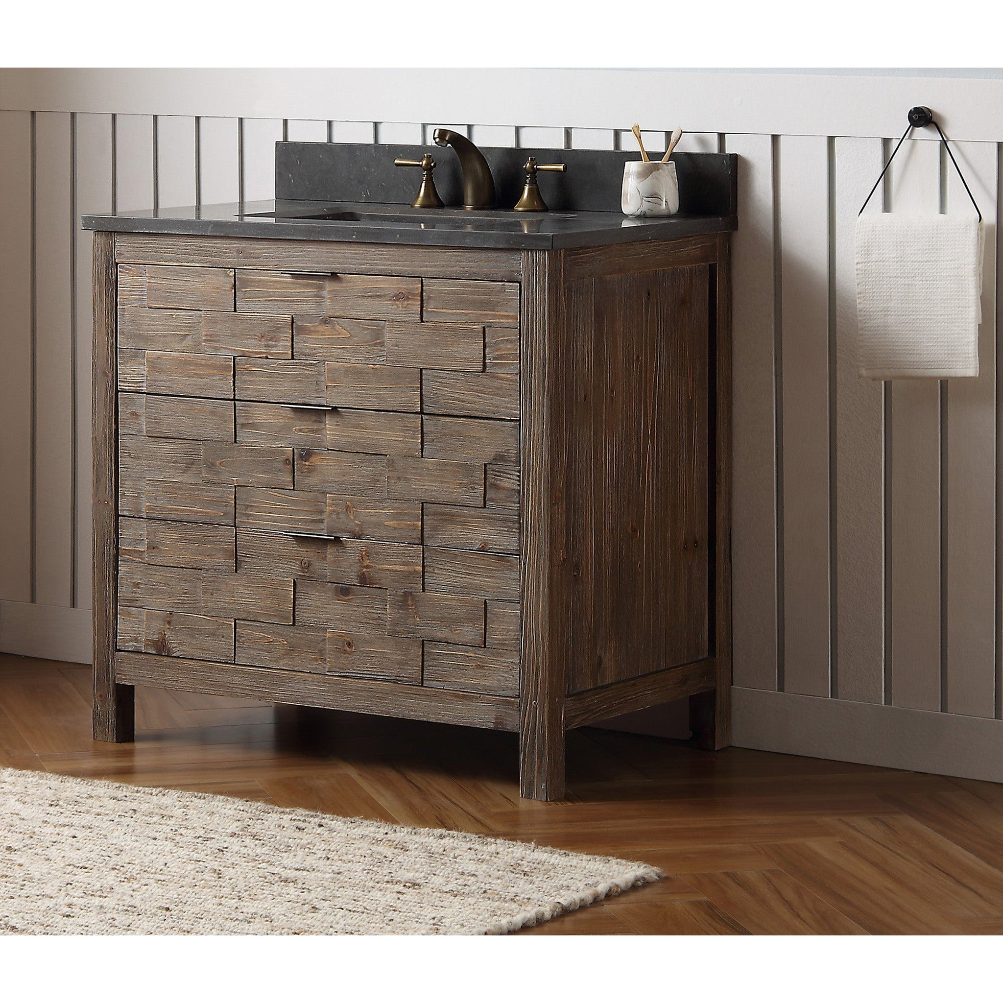 Legion Furniture WH8636 36 Inch Wood Vanity in Brown with Marble Top, No Faucet