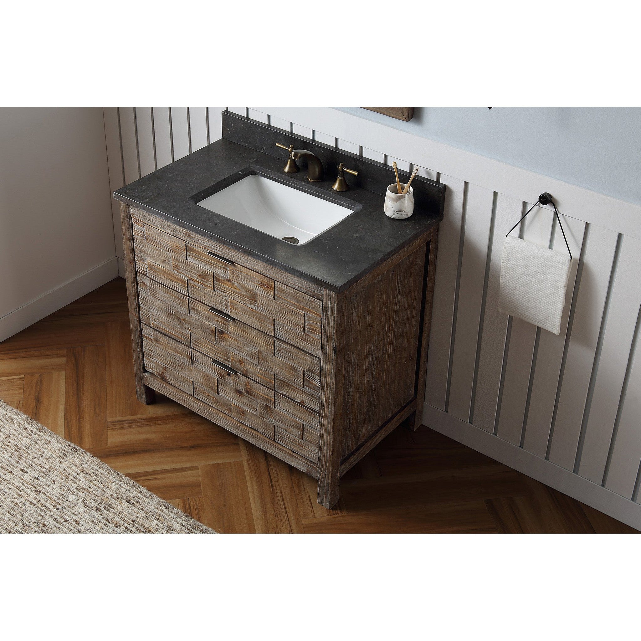 Legion Furniture WH8636 36 Inch Wood Vanity in Brown with Marble Top, No Faucet