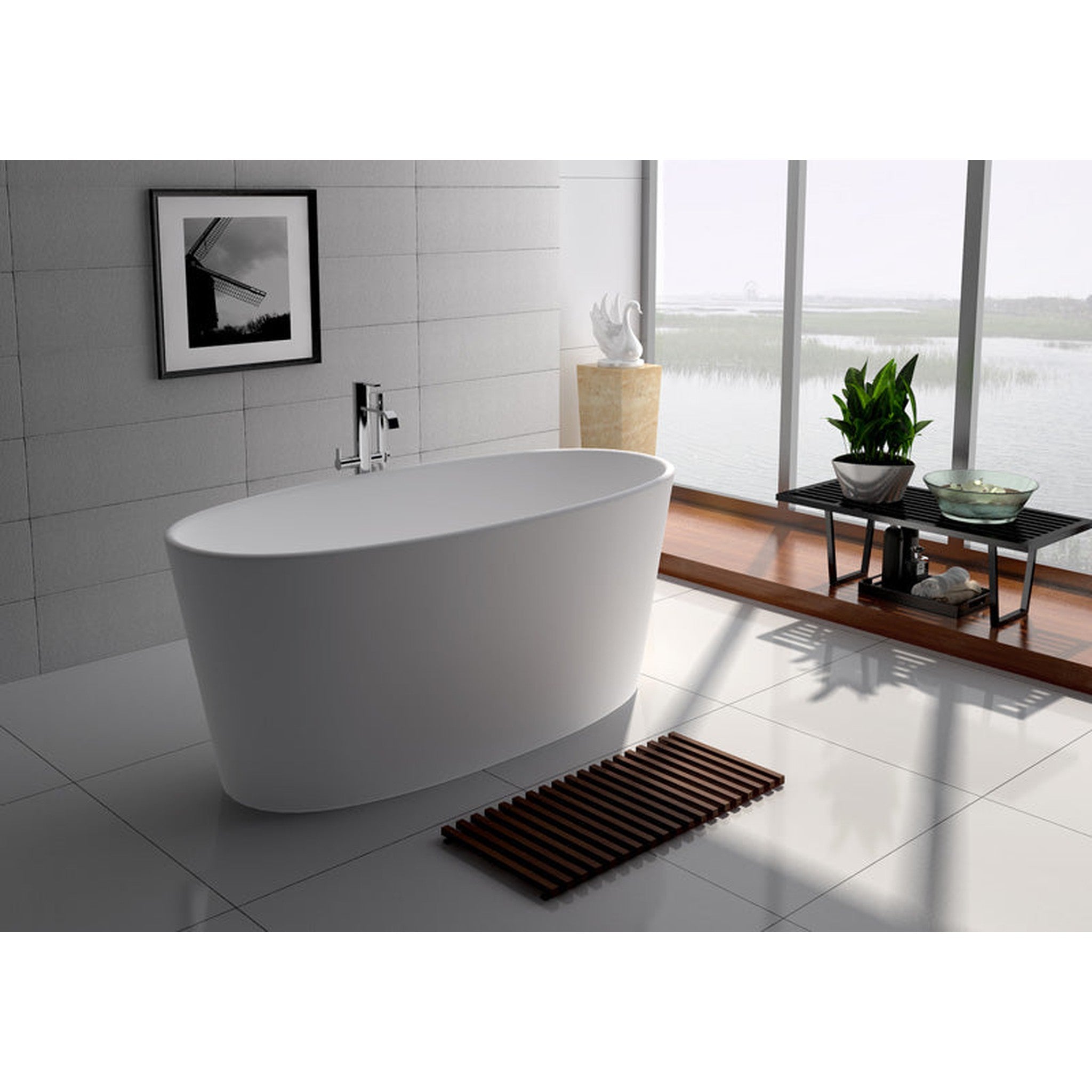 Legion Furniture 62.2" White Matt Solid Surface Tub