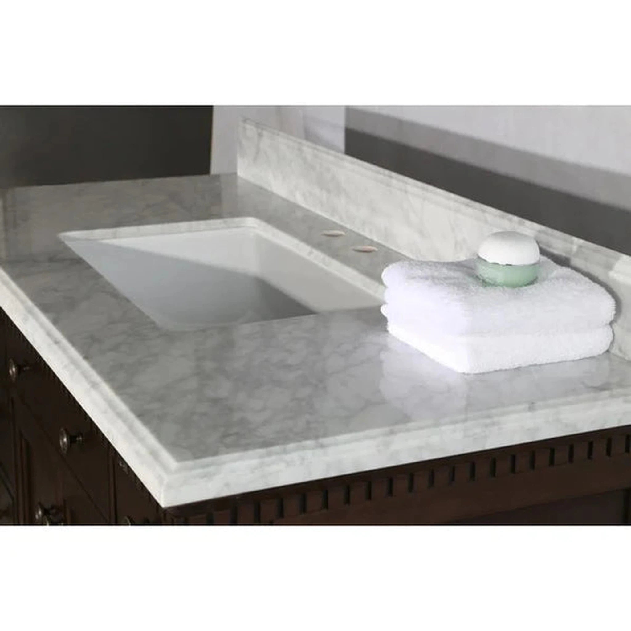Legion Furniture WLF6036-36" 37 Inch Antique Coffee Vanity with Carrara White Top and Matching Backsplash, No Faucet