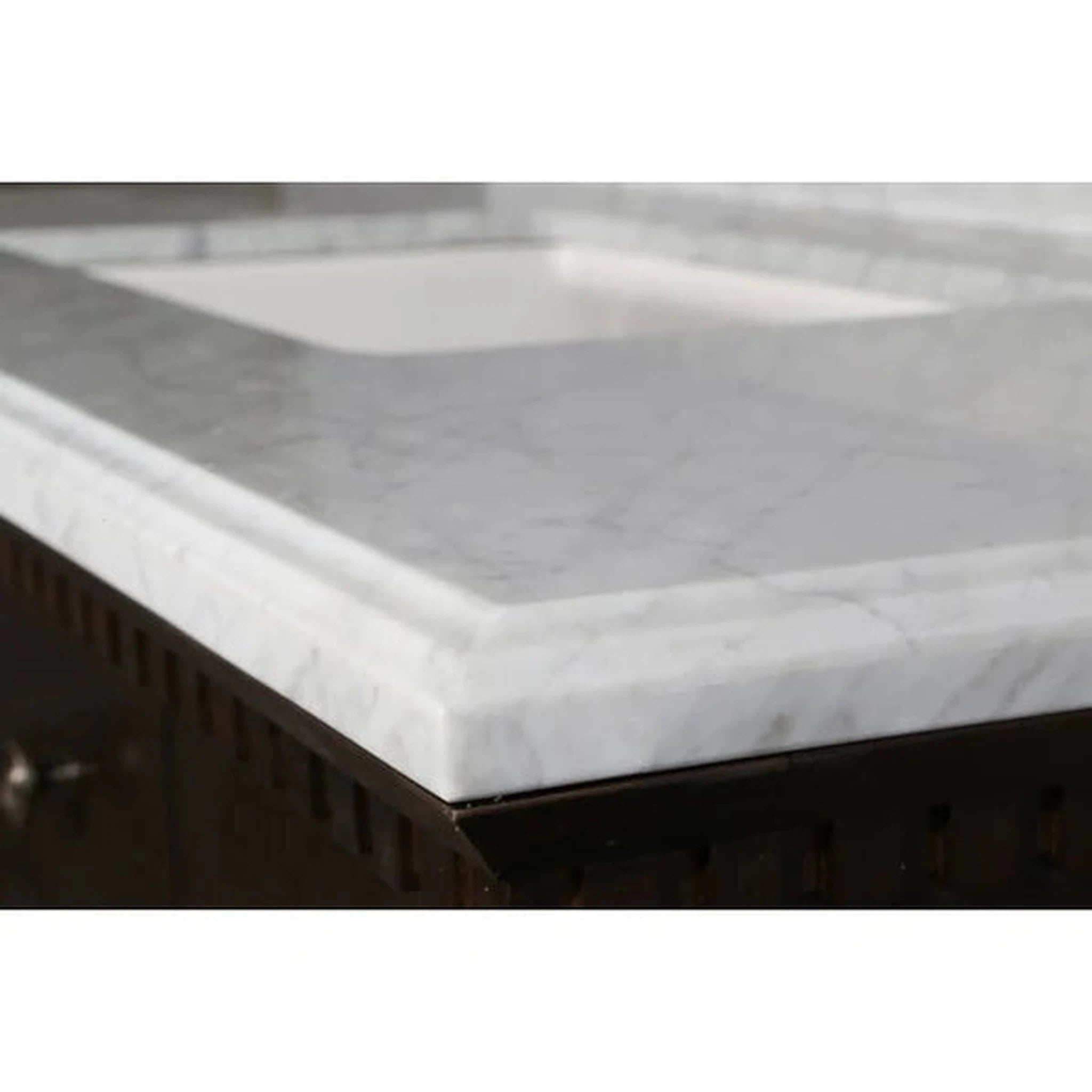 Legion Furniture WLF6036-36" 37 Inch Antique Coffee Vanity with Carrara White Top and Matching Backsplash, No Faucet