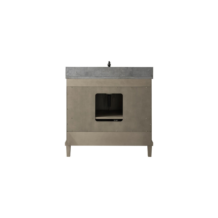 Legion Furniture 36" Antique Gray Oak Vanity With Blue Limestone Top