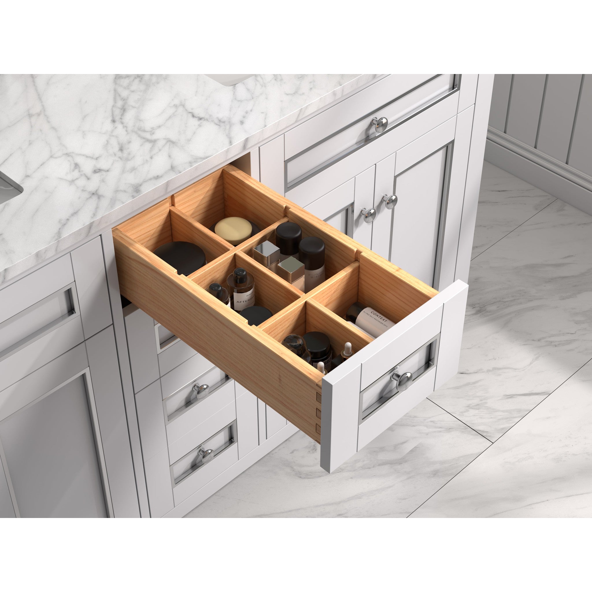 Legion Furniture 60" White Finish Sink Vanity Cabinet With Carrara White Top