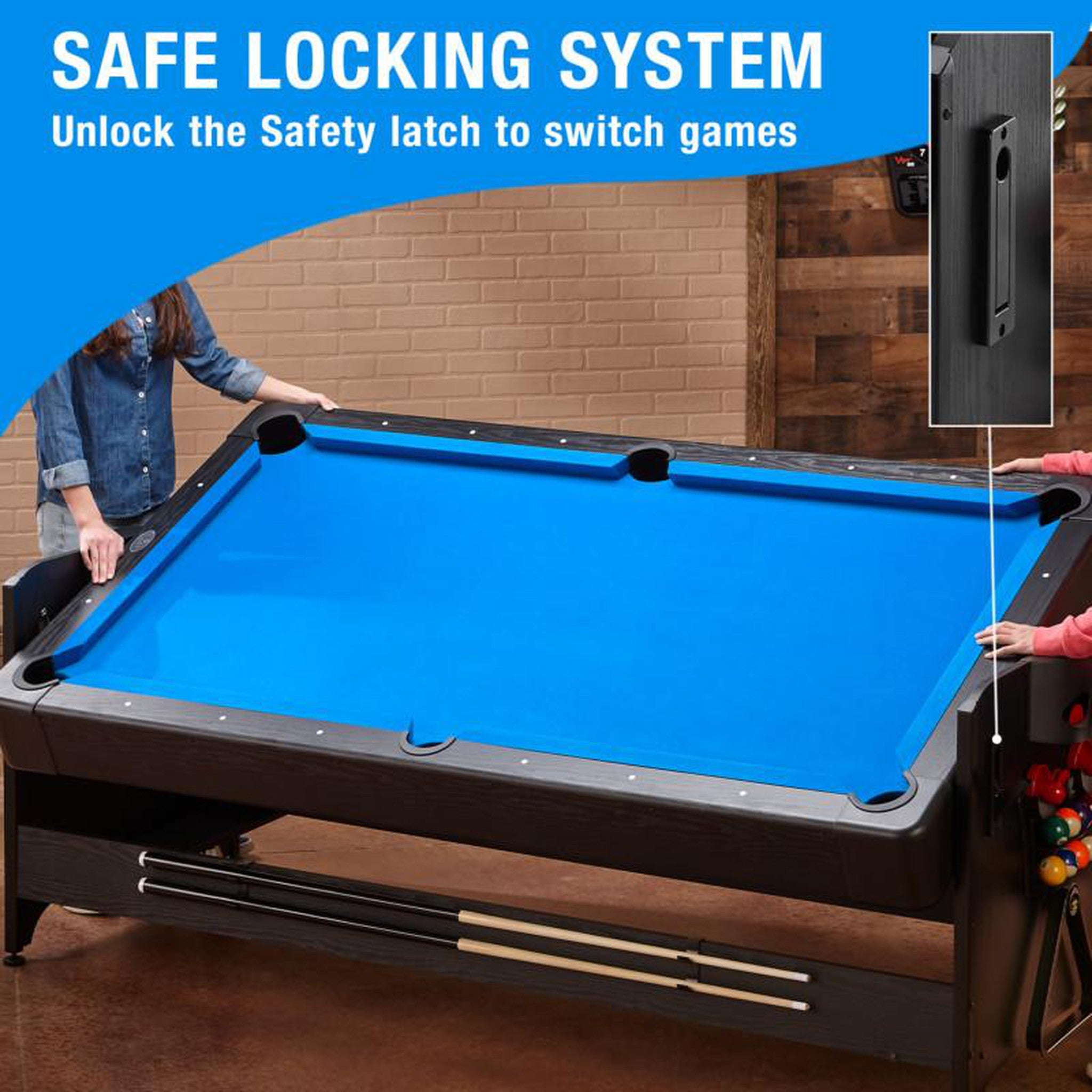 Fat Cat Original 3-in-1 Blue 7' Pockey™ Multi-Game Table