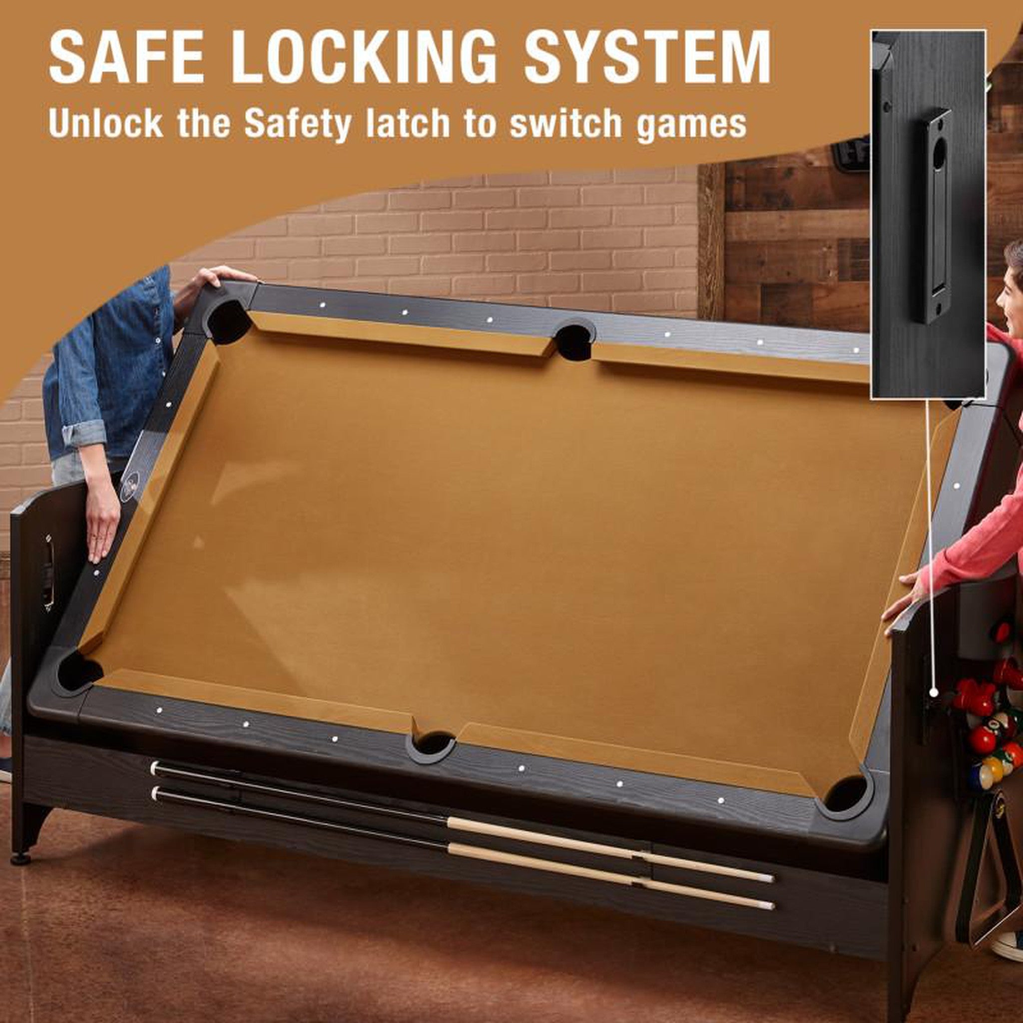 Fat Cat Original 3-in-1 Tan 7' Pockey™ Multi-Game Table