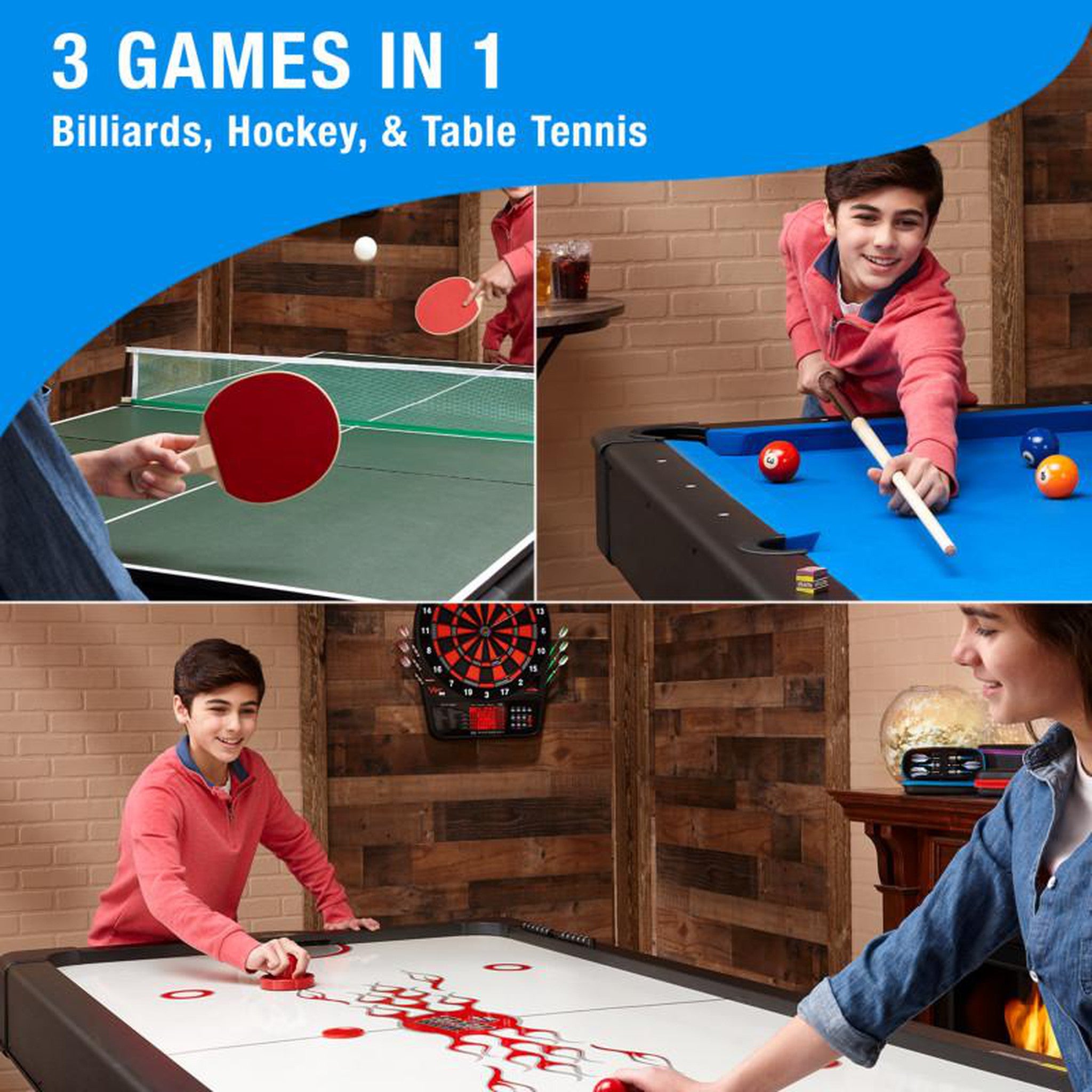 Fat Cat Original 3-in-1 Blue 7' Pockey™ Multi-Game Table