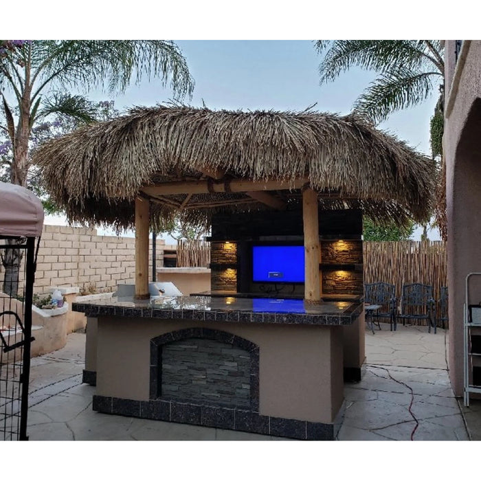KoKoMo Outdoor Kitchen Palapa with Built-In BBQ Grill T.V. and Refrigerator
