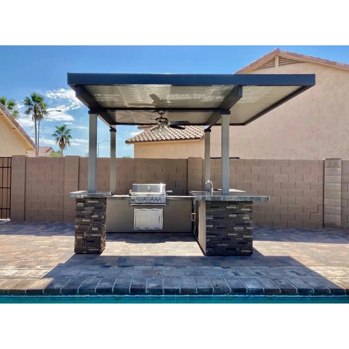 KoKoMo Aruba BBQ Island With 12' x 12' Pergola Built-In BBQ Grill
