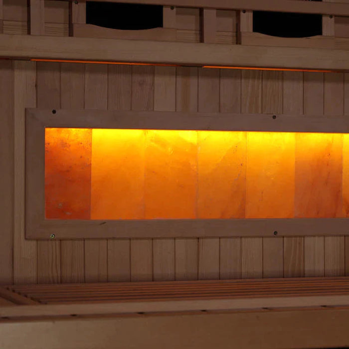 Golden Designs 4-Person Full Spectrum PureTech™ Near Zero Infrared Sauna with Himalayan Salt Bar (Canadian Hemlock)