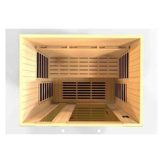Golden Designs Dynamic "Lugano" Near Zero EMF 3-Person Full Spectrum FAR Infrared Sauna w/ Hemlock