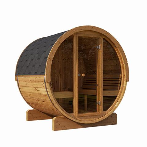 SaunaLife 6 Person 7' Long Barrel Sauna | Glass Front