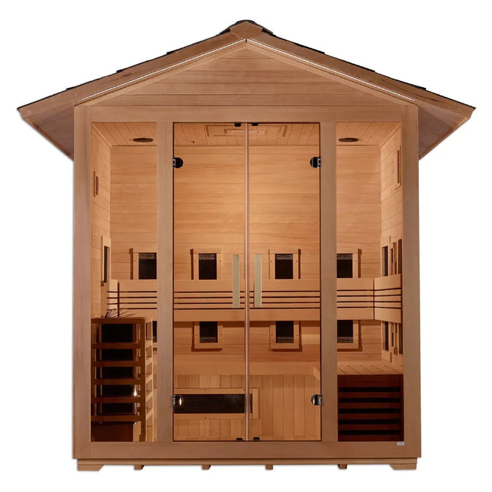Golden Designs "Gargellen" 5-Person Full Spectrum Hybrid Outdoor Steam Sauna - Canadian Hemlock
