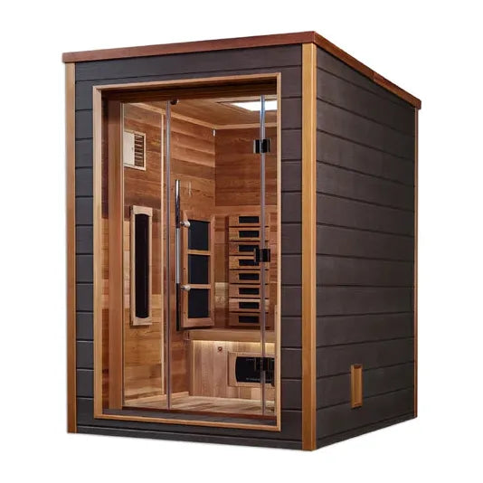 Golden Designs "Nora" 2-Person Outdoor/Indoor PureTech™ Hybrid Full Spectrum Sauna (Red Cedar Interior (infrared+traditional)