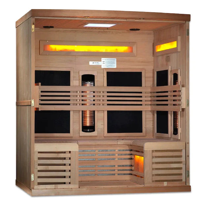 Golden Designs 6-Person Full Spectrum PureTech™ Near Zero Infrared Sauna with Himalayan Salt Bar (Canadian Hemlock)